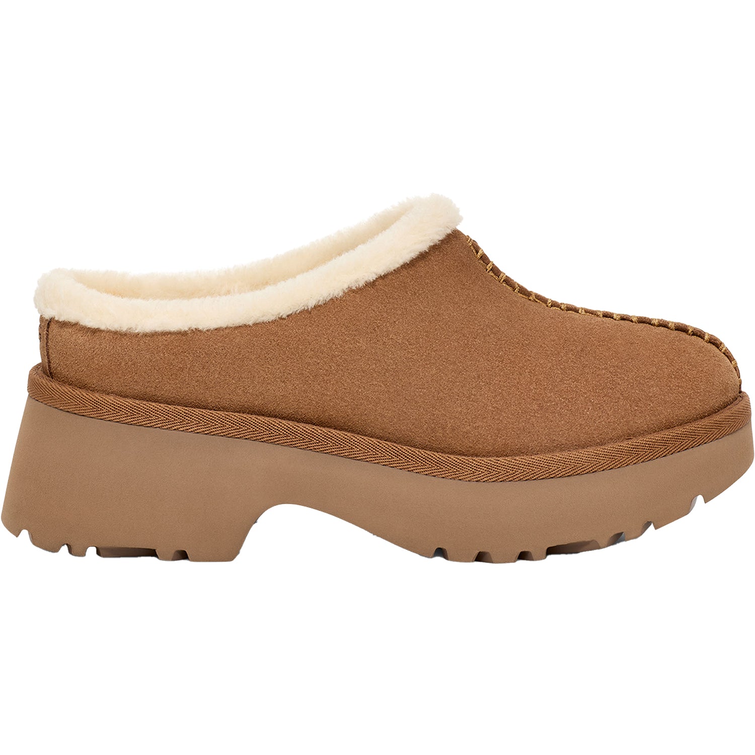 Womens Ugg Women's UGG New Heights Cozy Clog Chestnut Suede Chestnut