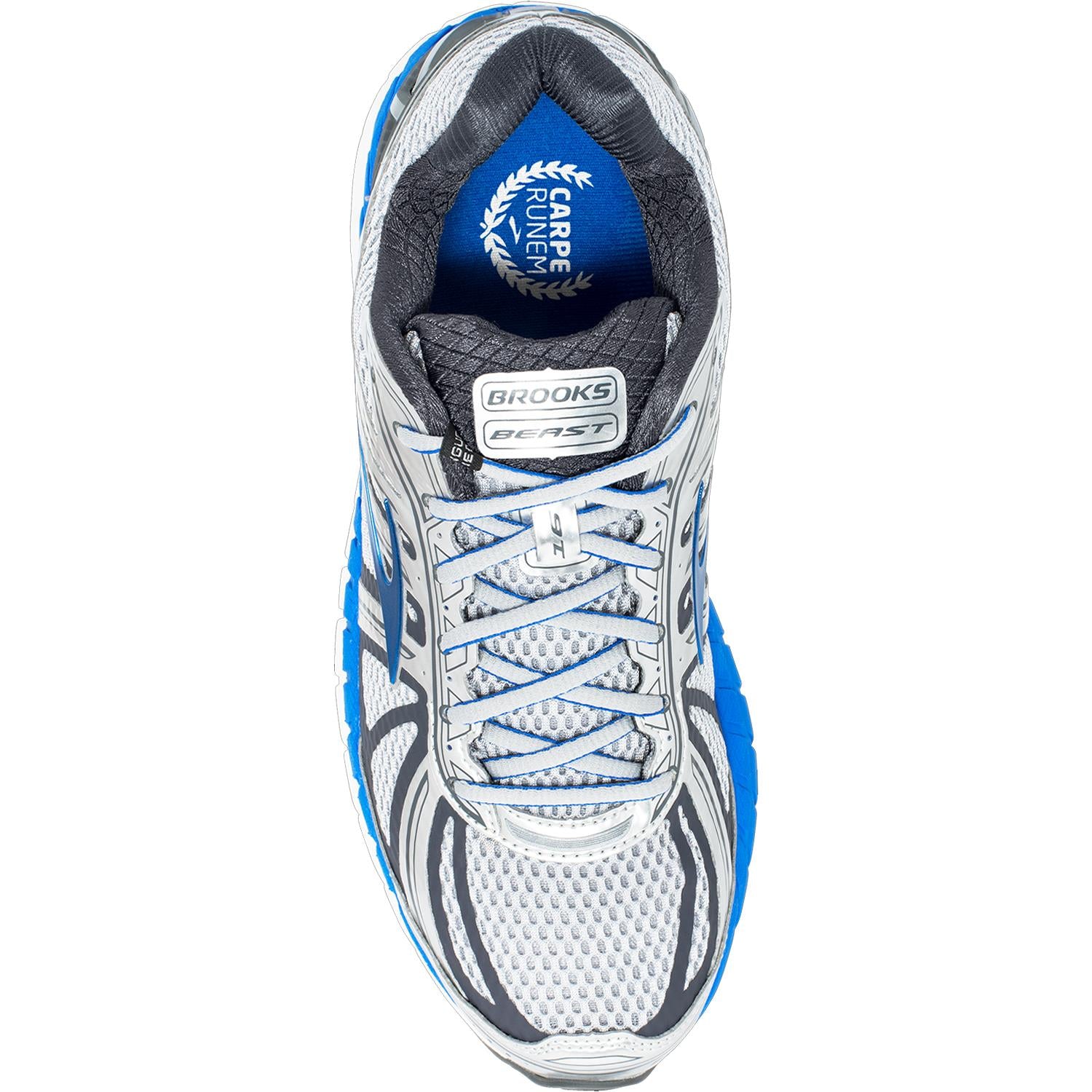 Mens Brooks Men's Brooks Beast 16 Silver/Electric Blue Mesh Silver/Electric Blue Mesh