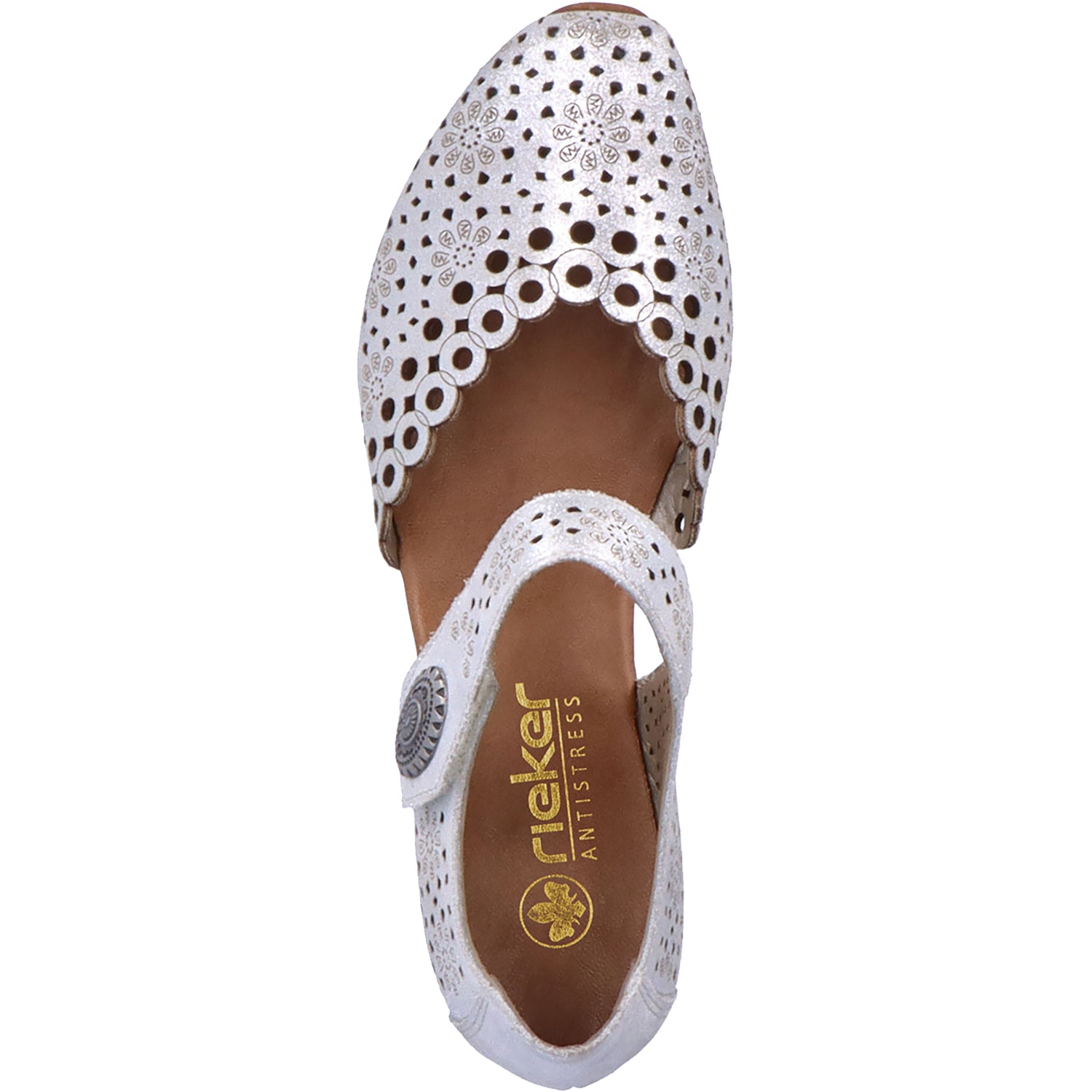 Womens Rieker Women's Rieker 43753-90 Mirjam 53 Silver Leather Silver Leather