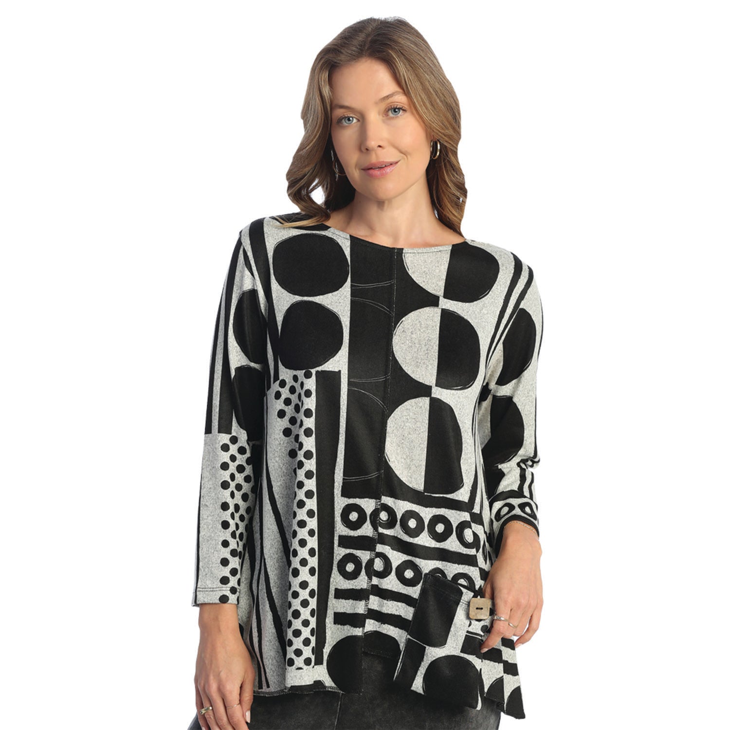 Womens Jess & jane Women's Jess & Jane French Brushed Knit with Patch Pocket Bebop Bebop Multi
