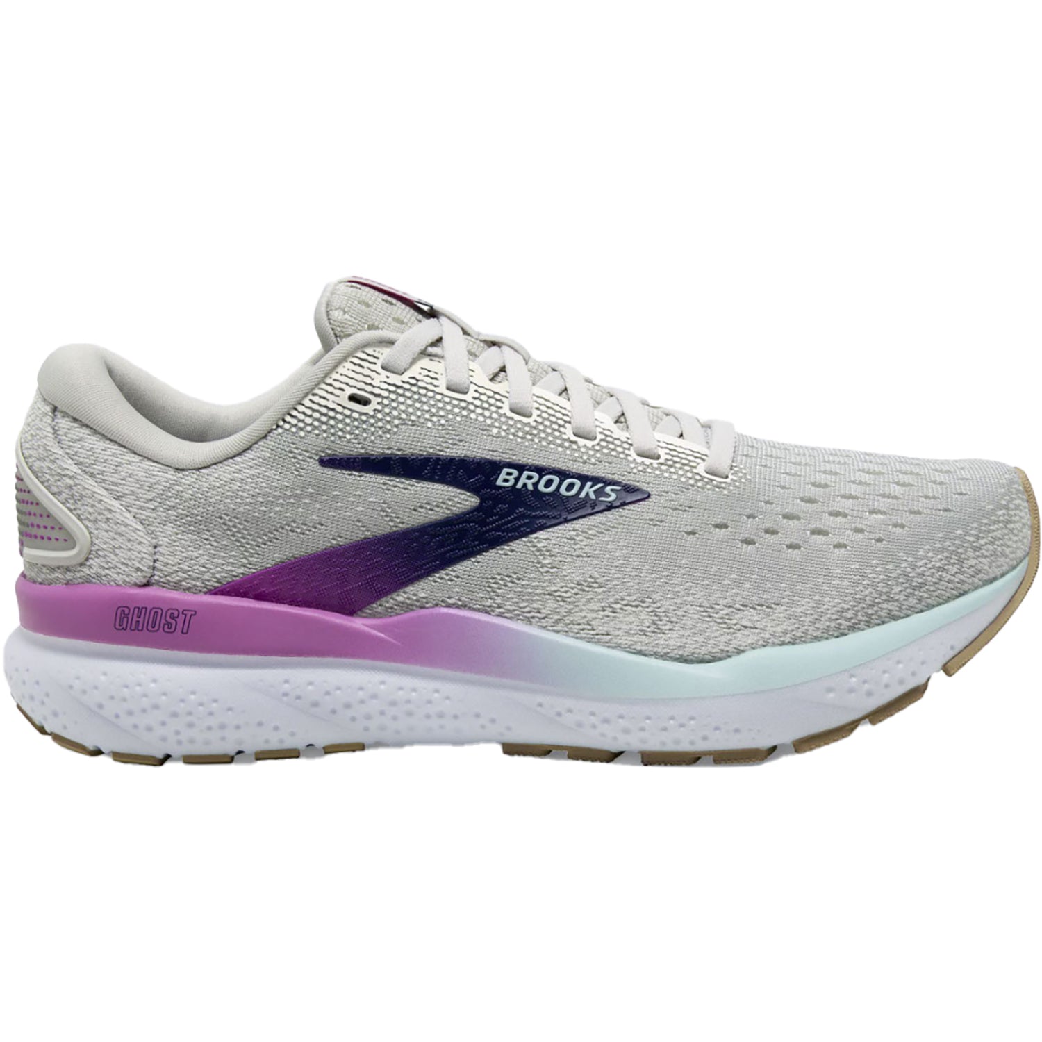Womens Brooks Women's Brooks Ghost 16 White/Grey/Estate Blue Mesh White/Grey/Estate Blue Mesh