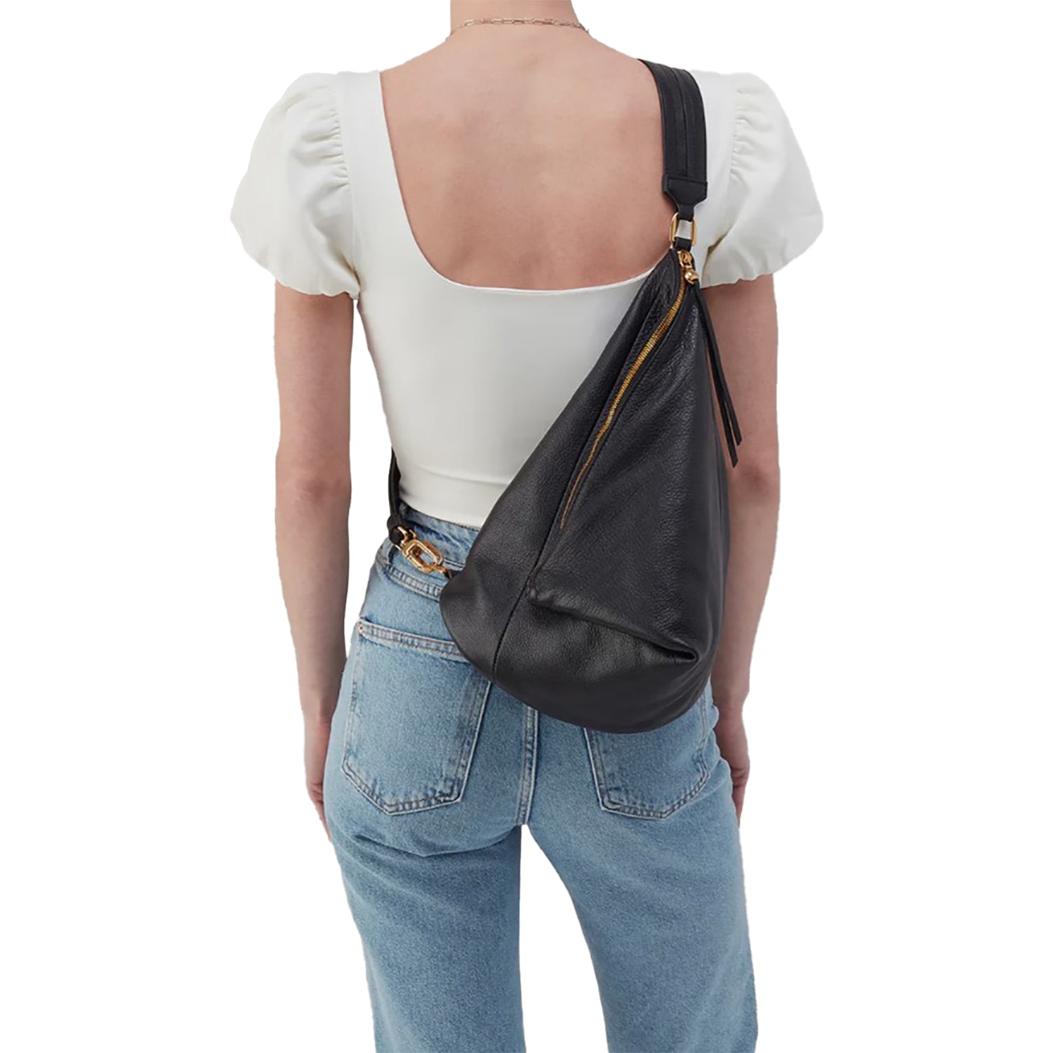 Womens Hobo Hobo International Sway Small Sling Black Pebbled Leather Black