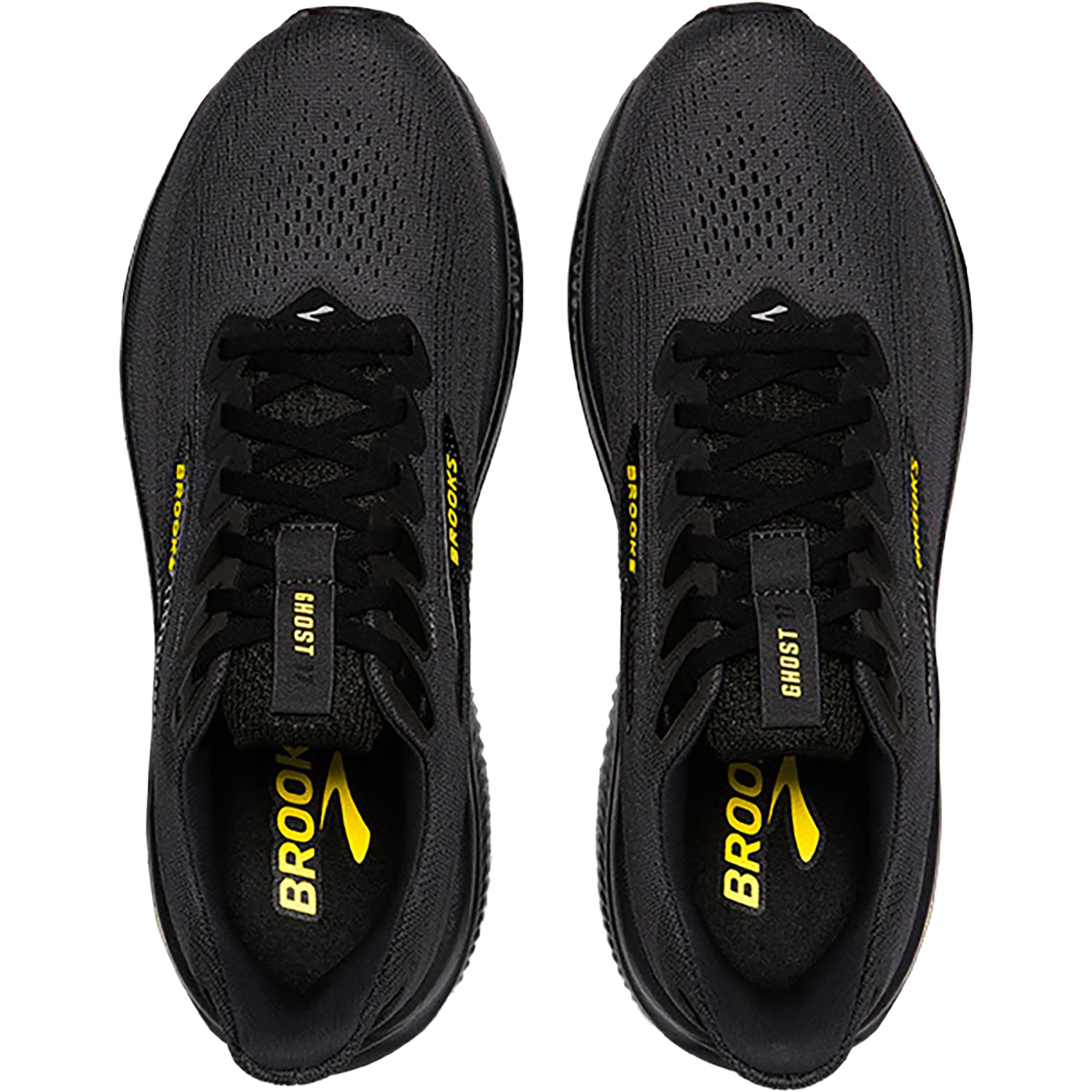 Mens Brooks Men's Brooks Ghost 17 Ebony/Black/Yellow Mesh Ebony/Black/Yellow Mesh