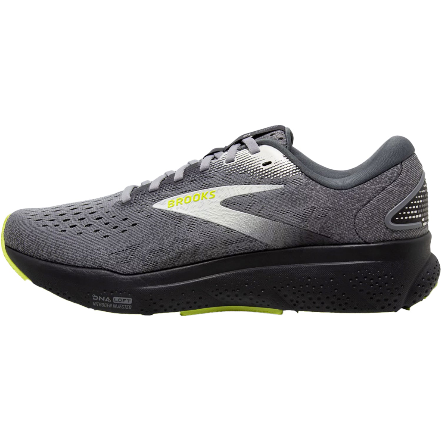 Mens Brooks Men's Brooks Ghost 16 Primer/Grey/Lime Primer/Grey/Lime