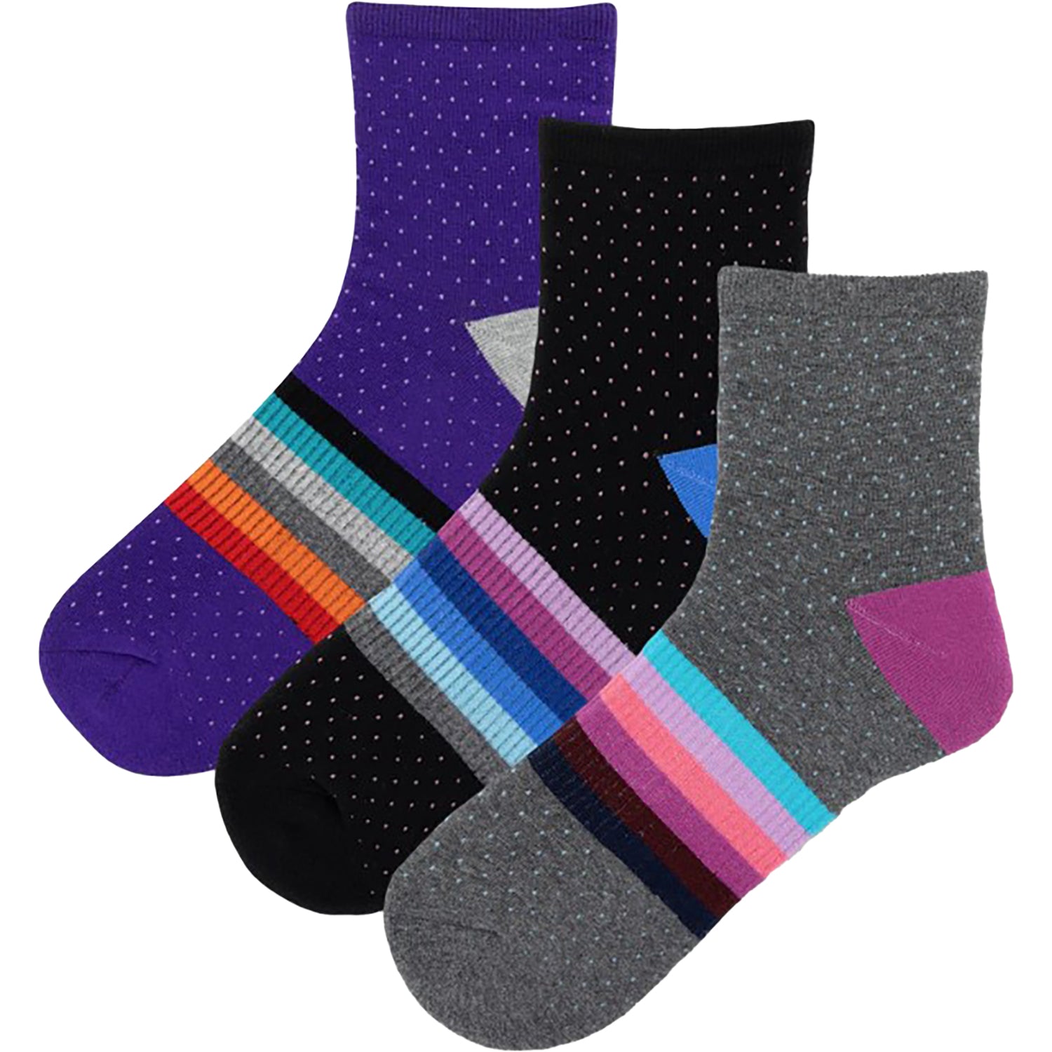 Womens Hot sox Women's HOTSOX Arch Stripe Anklet 3PK Multi Color Multi