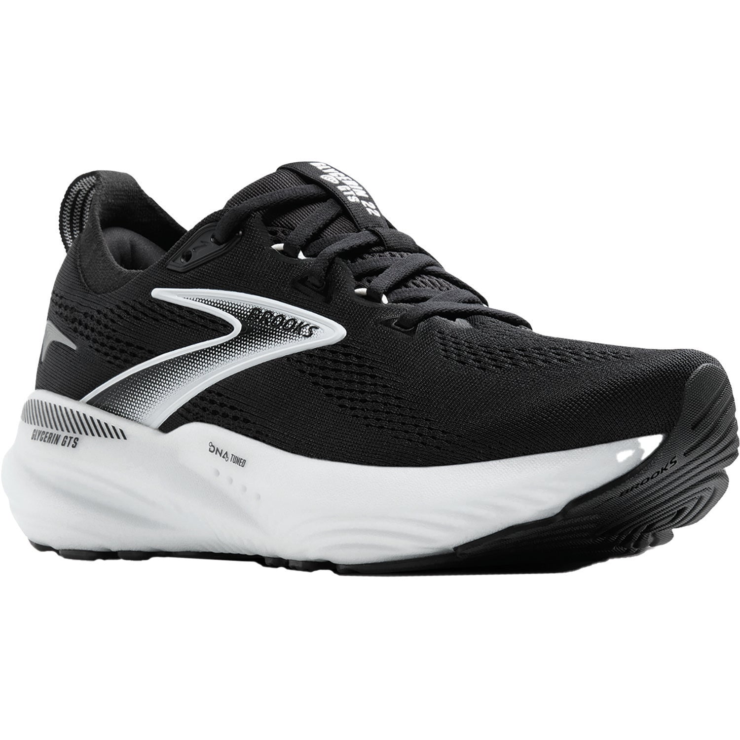 Mens Brooks Men's Brooks Glycerin GTS 22 Black/Grey/White Mesh Black/Grey/White Mesh