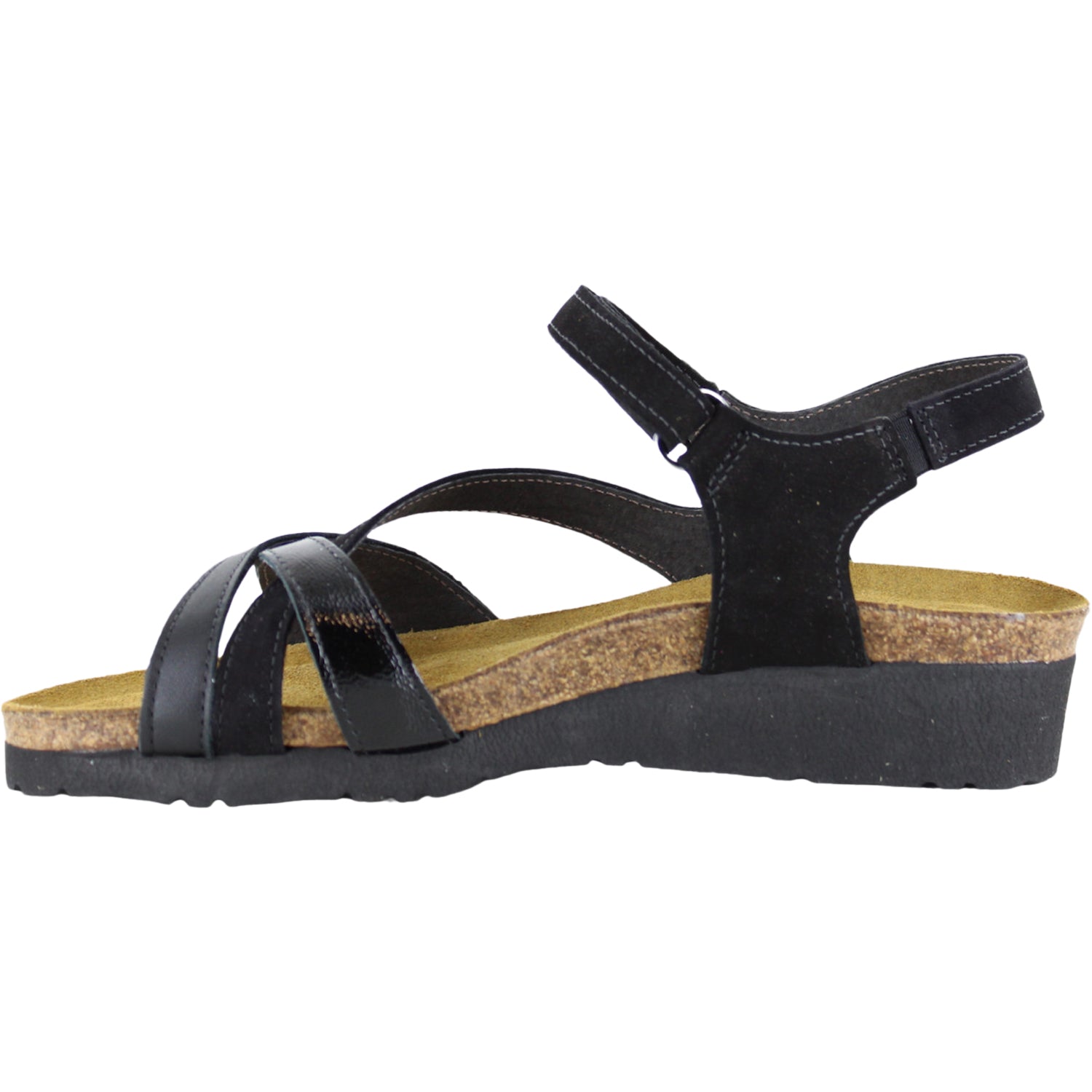 Womens Naot Women's Naot Sophia Black Velvet/JetBlack/Black Crinkle Pat. Leather Black Velvet/JetBlack/Black Crinkle Pat. Leather