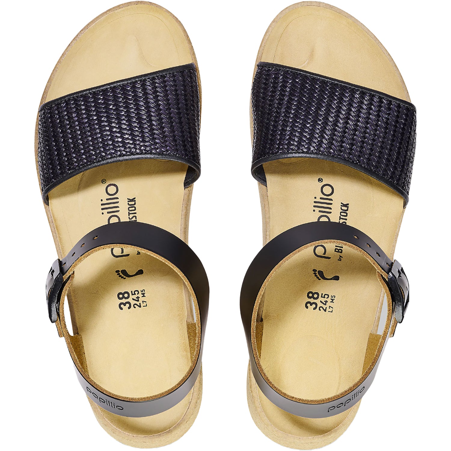 Womens Birkenstock Women's Birkenstock Papillio Glenda Black/Raffia Leather Black/Raffia Leather
