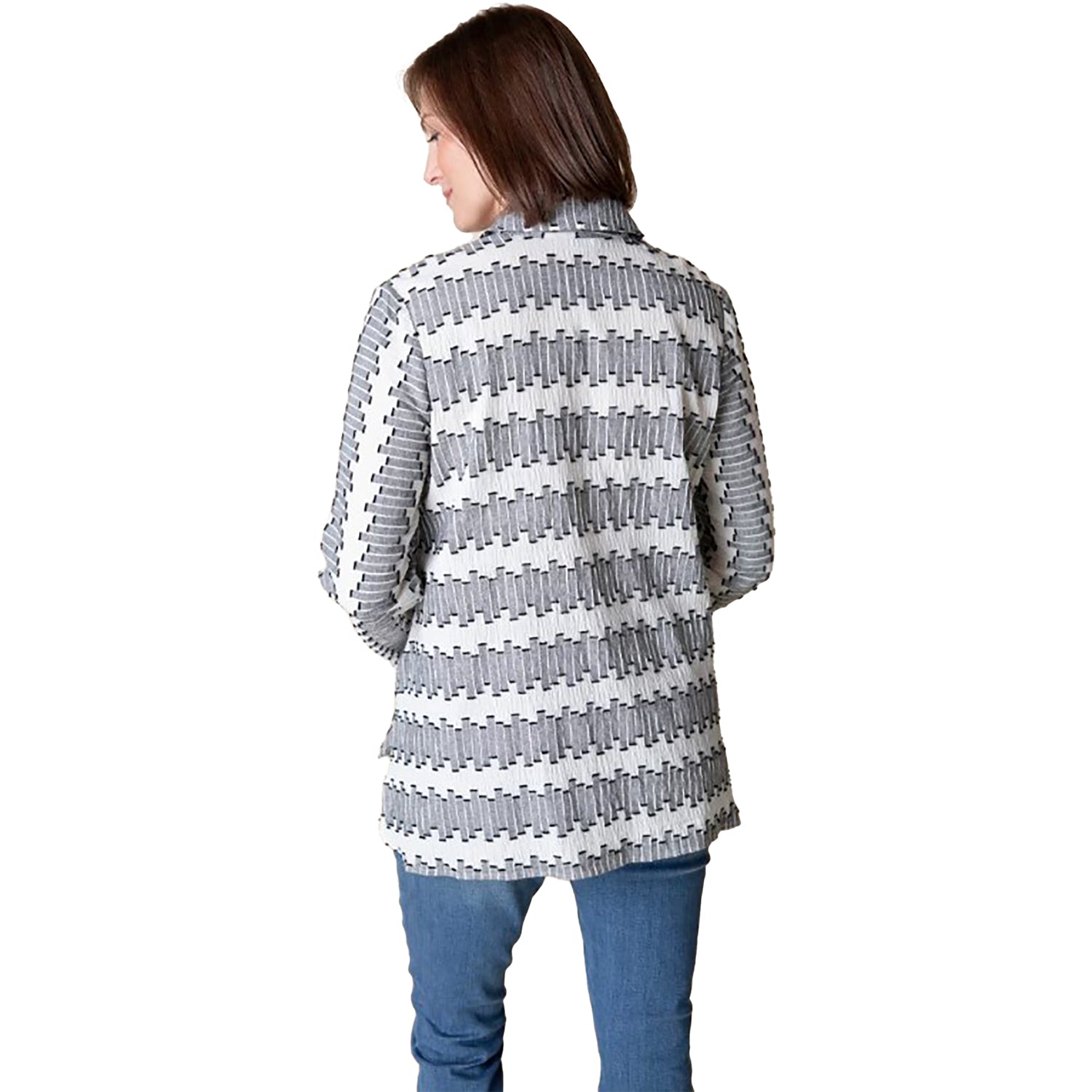 Womens Habitat Women's Habitat Embroidered Wrap Around Shirt Winter White Black