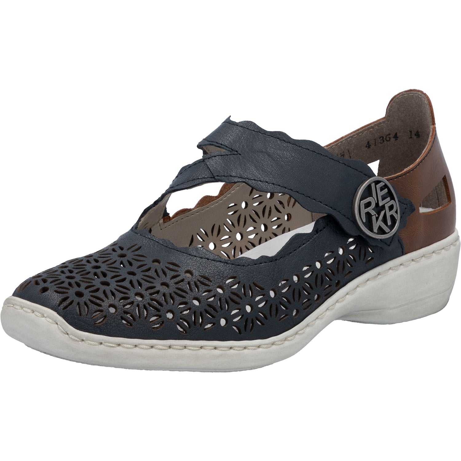Womens Rieker Women's Rieker 413G4-14 Pazifik/Mogano Leather Pazifik/Mogano Leather