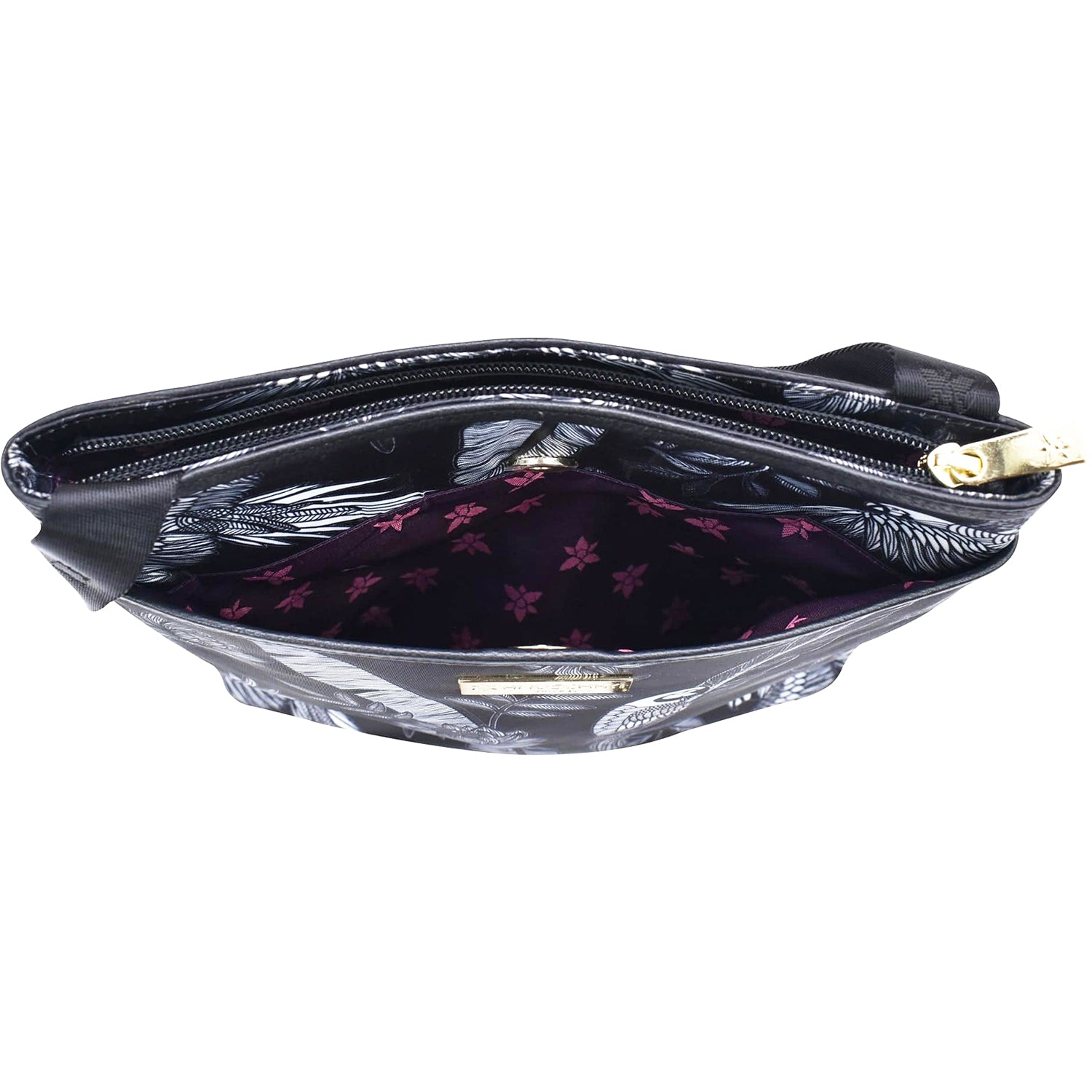 Womens Anuschka Anuschka Crossbody w/Slip Pocket Jungle Macaws Fabric/Leather Jungle Macaws Fabric/Leather