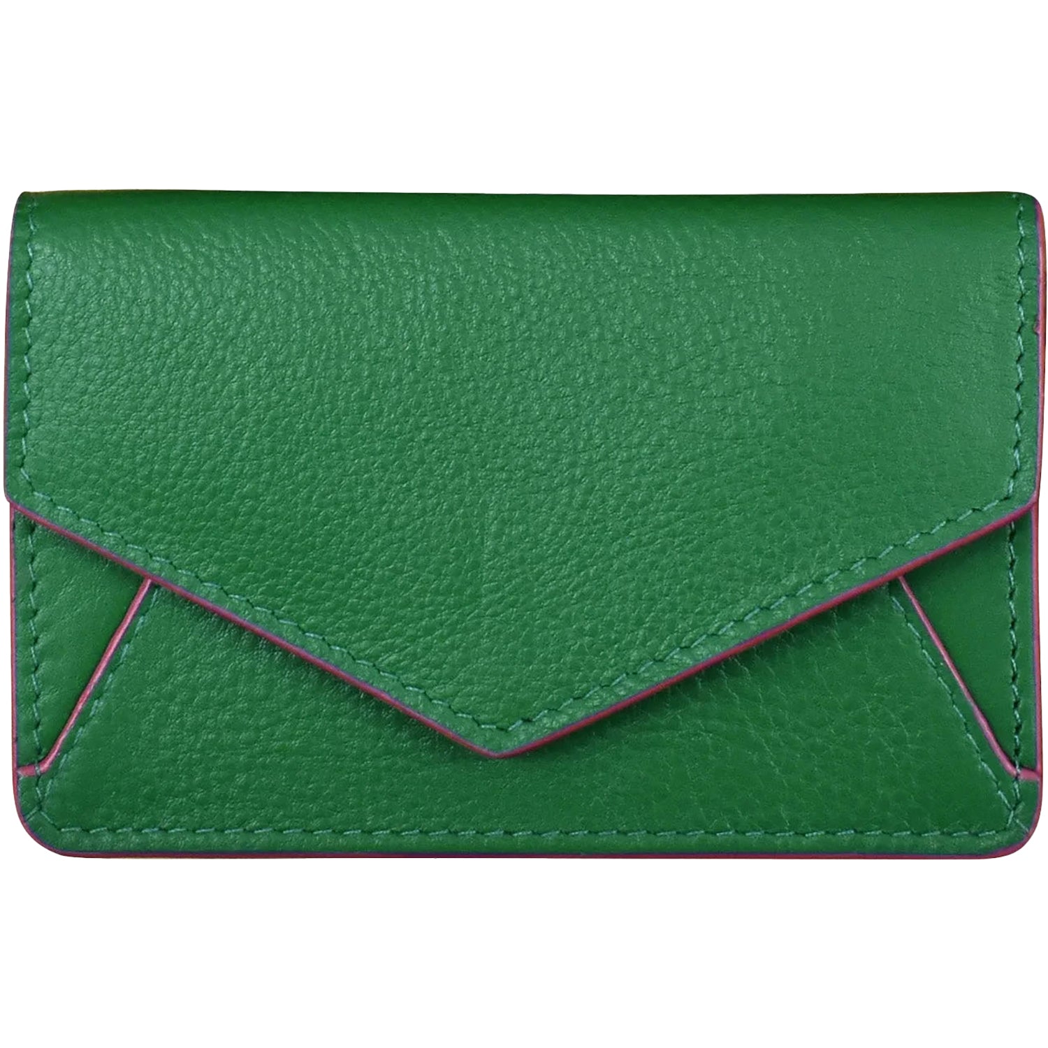Womens Ili new york ili New York Envelope Business Card Case Emerald/Fab Fuschia Leather Emerald/Fab Fuschia Leather