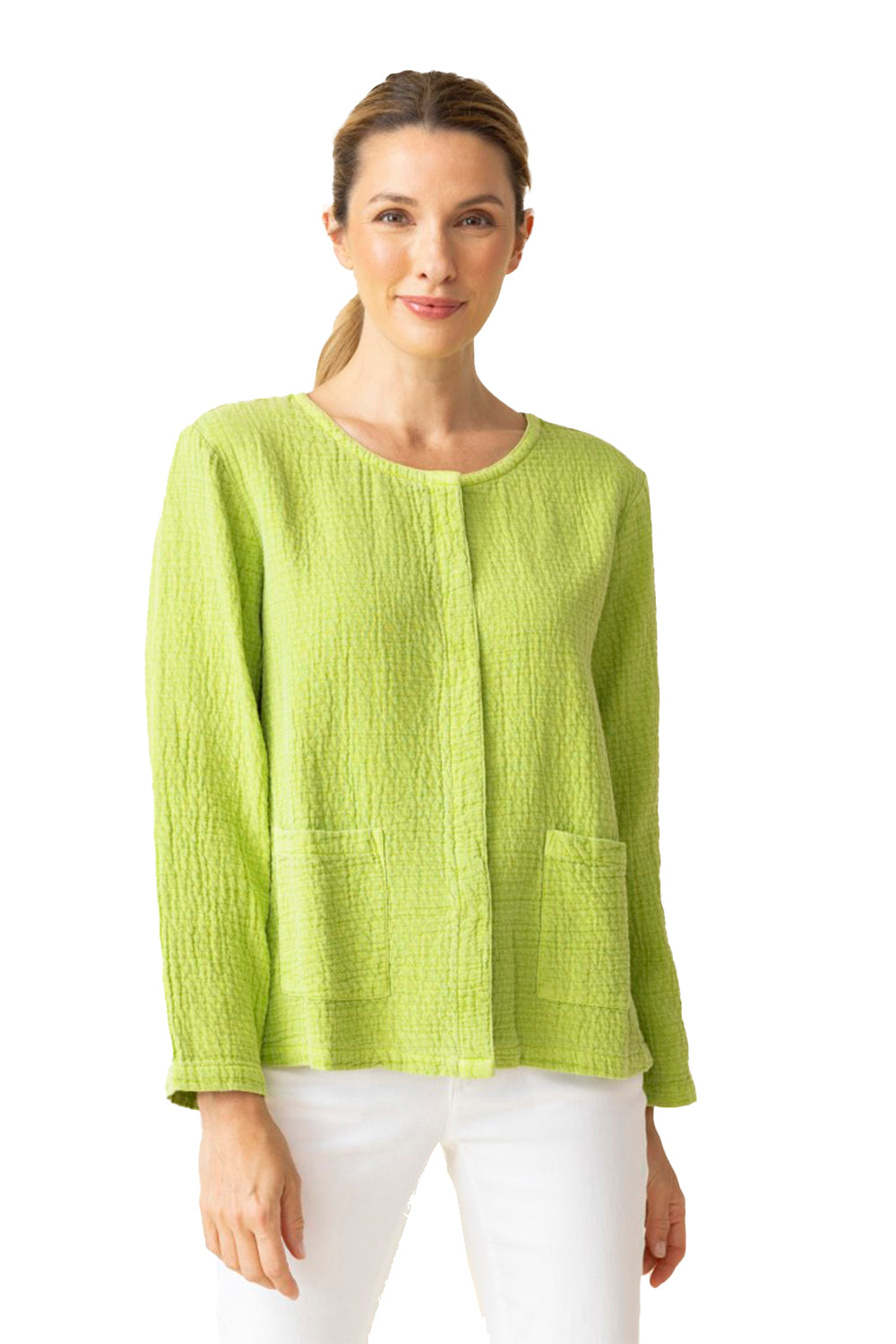Womens Habitat Women's Habitat Sun Washed Jaquard Snappy Jacket Leaf Leaf