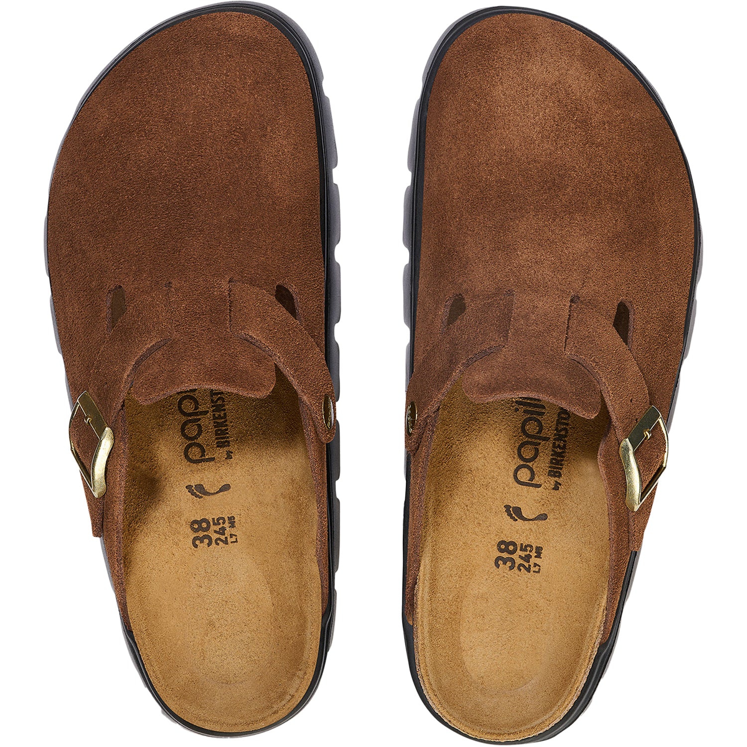 Womens Birkenstock Women's Birkenstock Boston Chunky Dark Tea Suede Dark Tea Suede