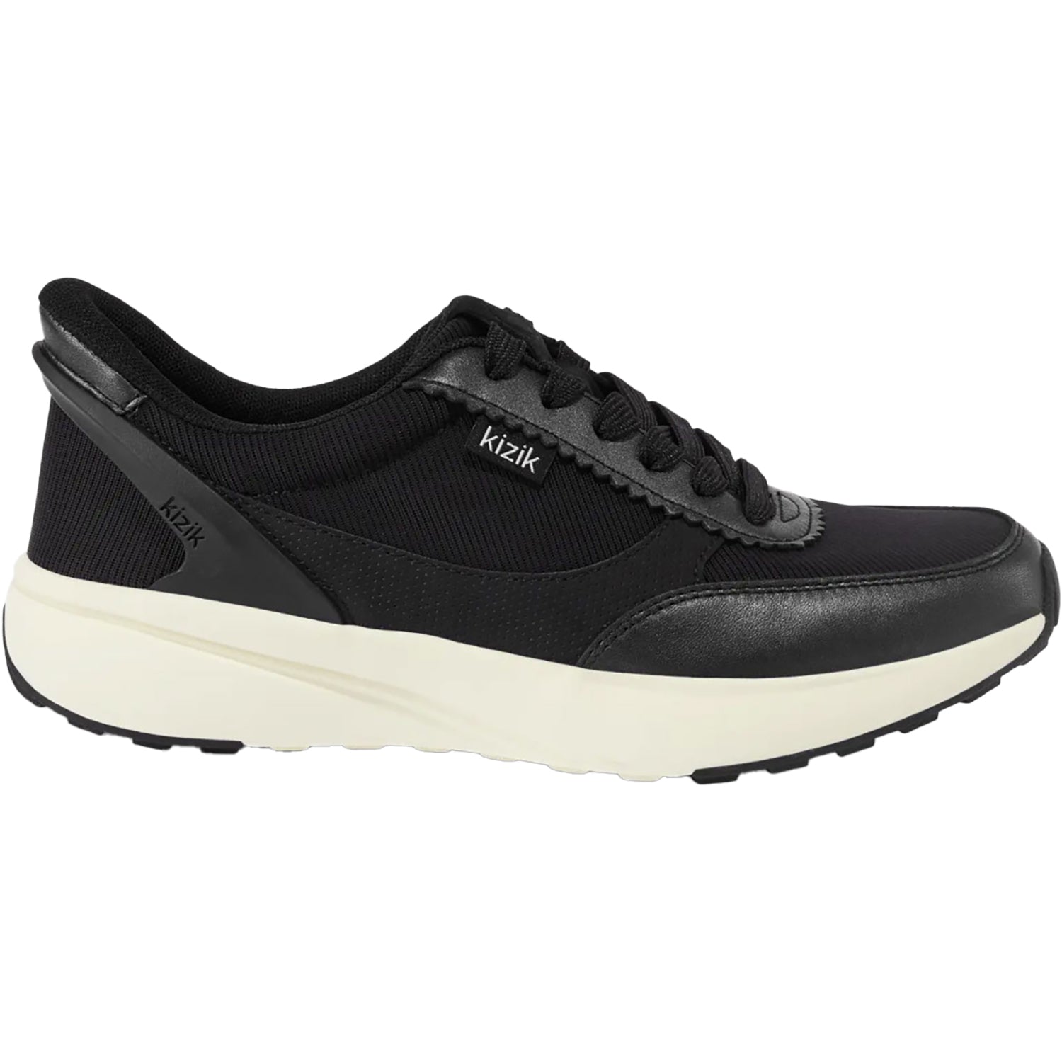 Womens Kizik Women's Kizik Paris Black/Pristine Leather Black/Pristine Leather
