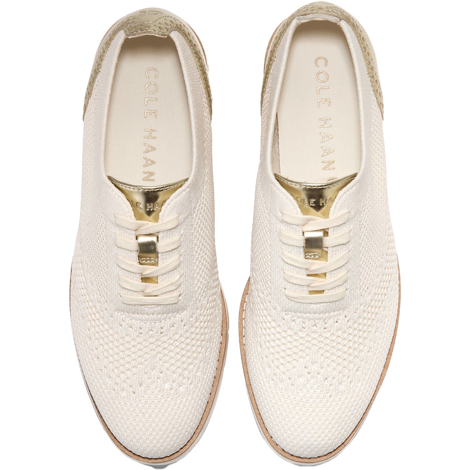 Womens Cole haan Women's Grand City Platform Stitchlight Oxford Ivory Knit Ivory Knit