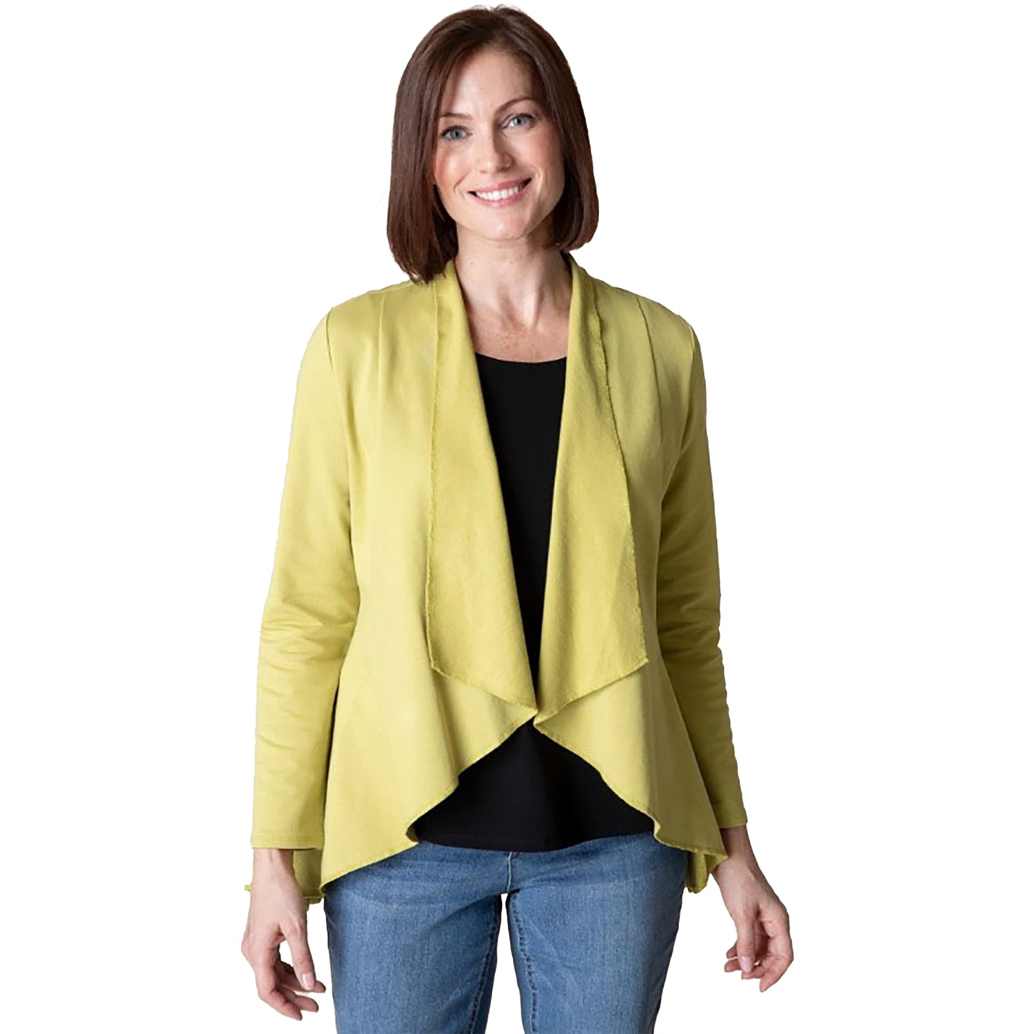 Womens Habitat Women's Habitat French Terry Drape Front Jacket Pear Pear