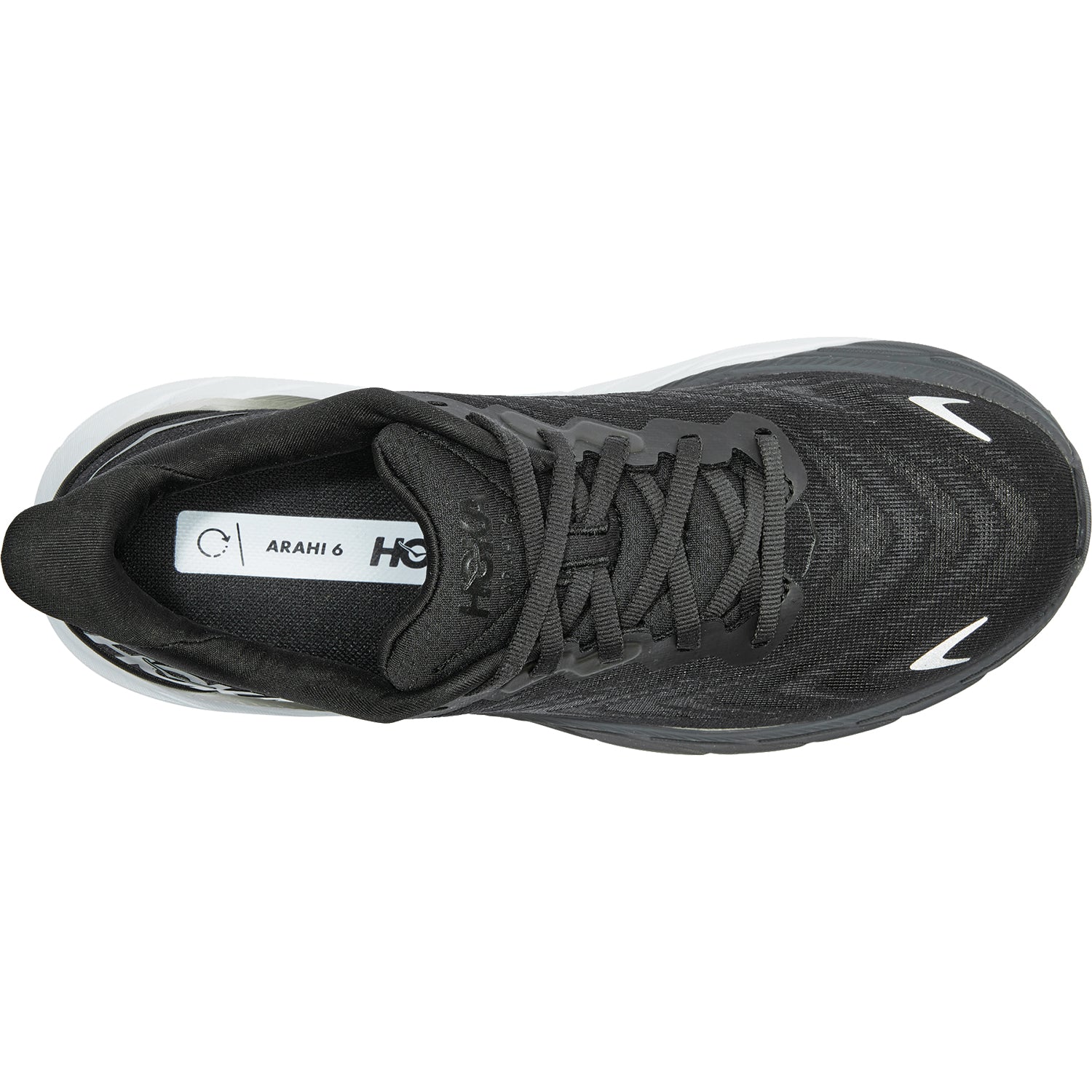 Womens Hoka one one Women's Hoka Arahi 6 Black/White Mesh Black/White Mesh