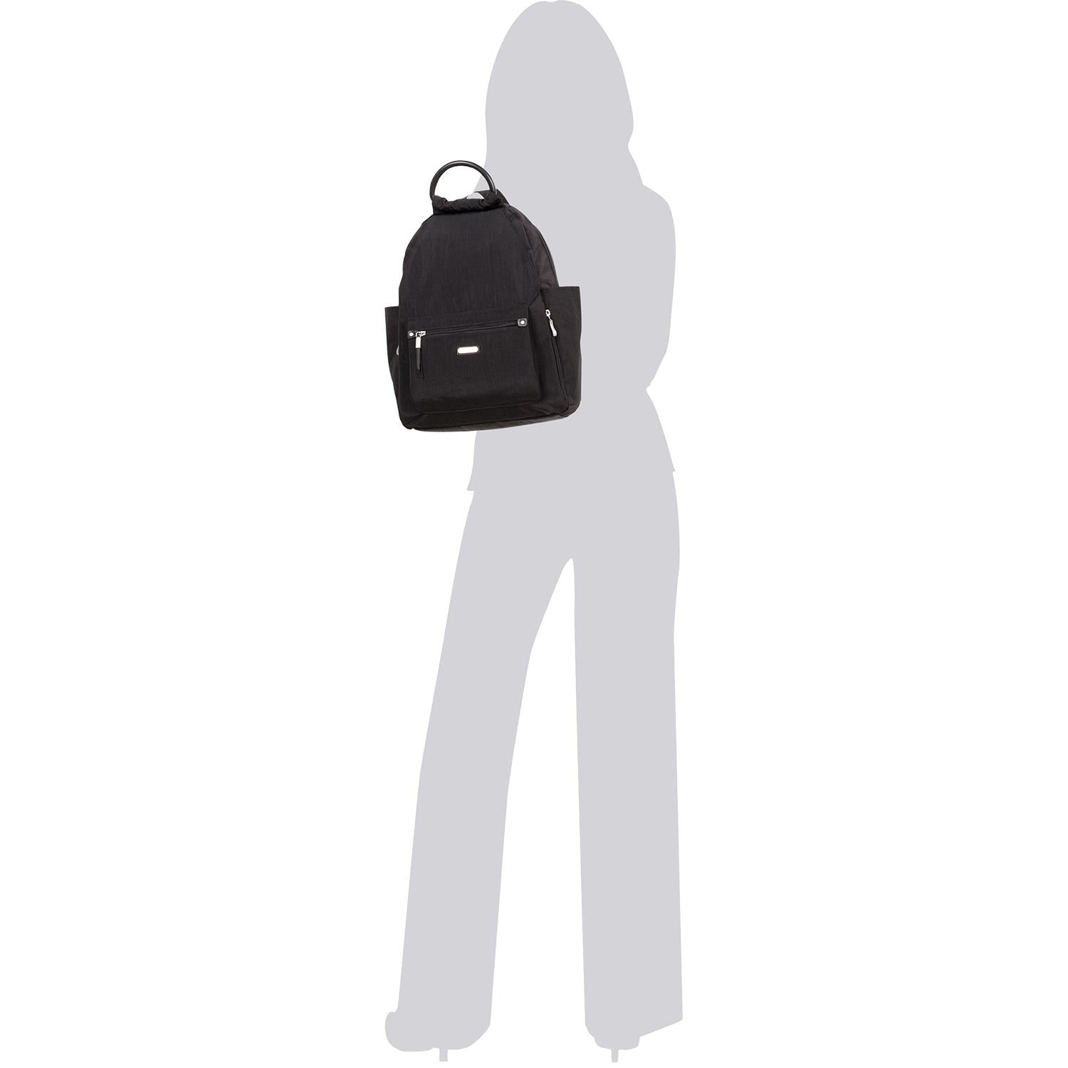 Womens Baggallini Baggallini All Day Backpack With RFID Phone Wristlet Black Nylon Black Nylon