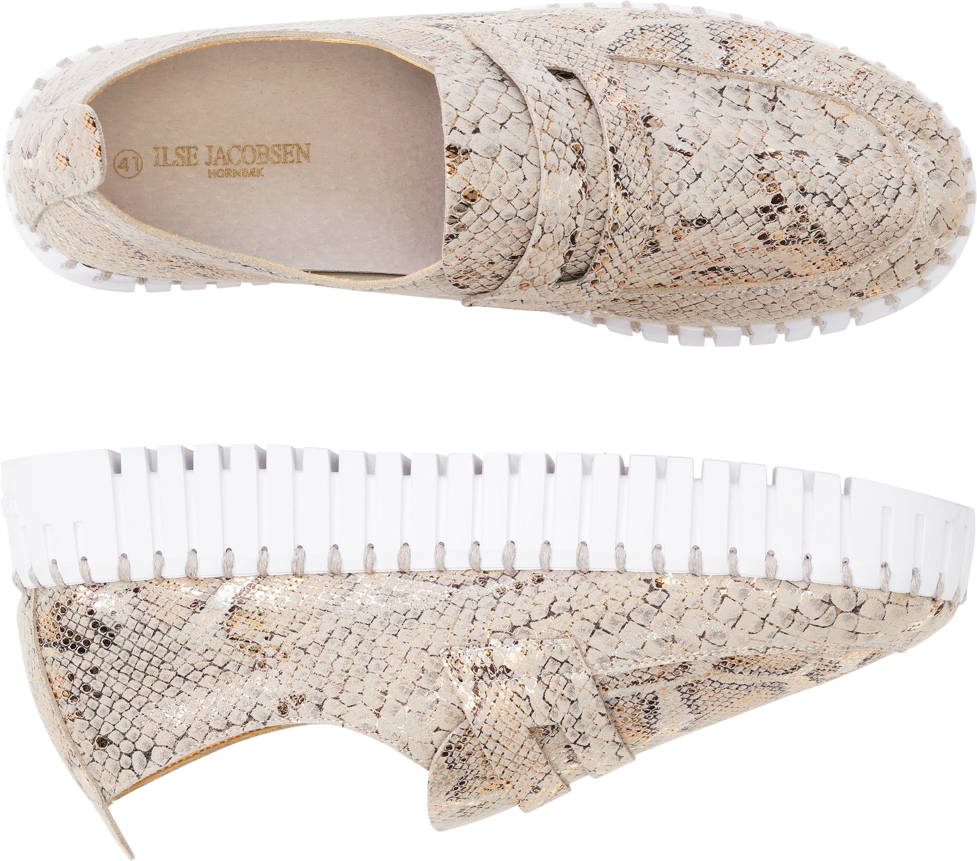 Womens Ilse jacobsen Women's Ilse Jacobsen Tulip 3868 Platform Loafer Wheat Metallic Synthetic Wheat Metallic Synthetic