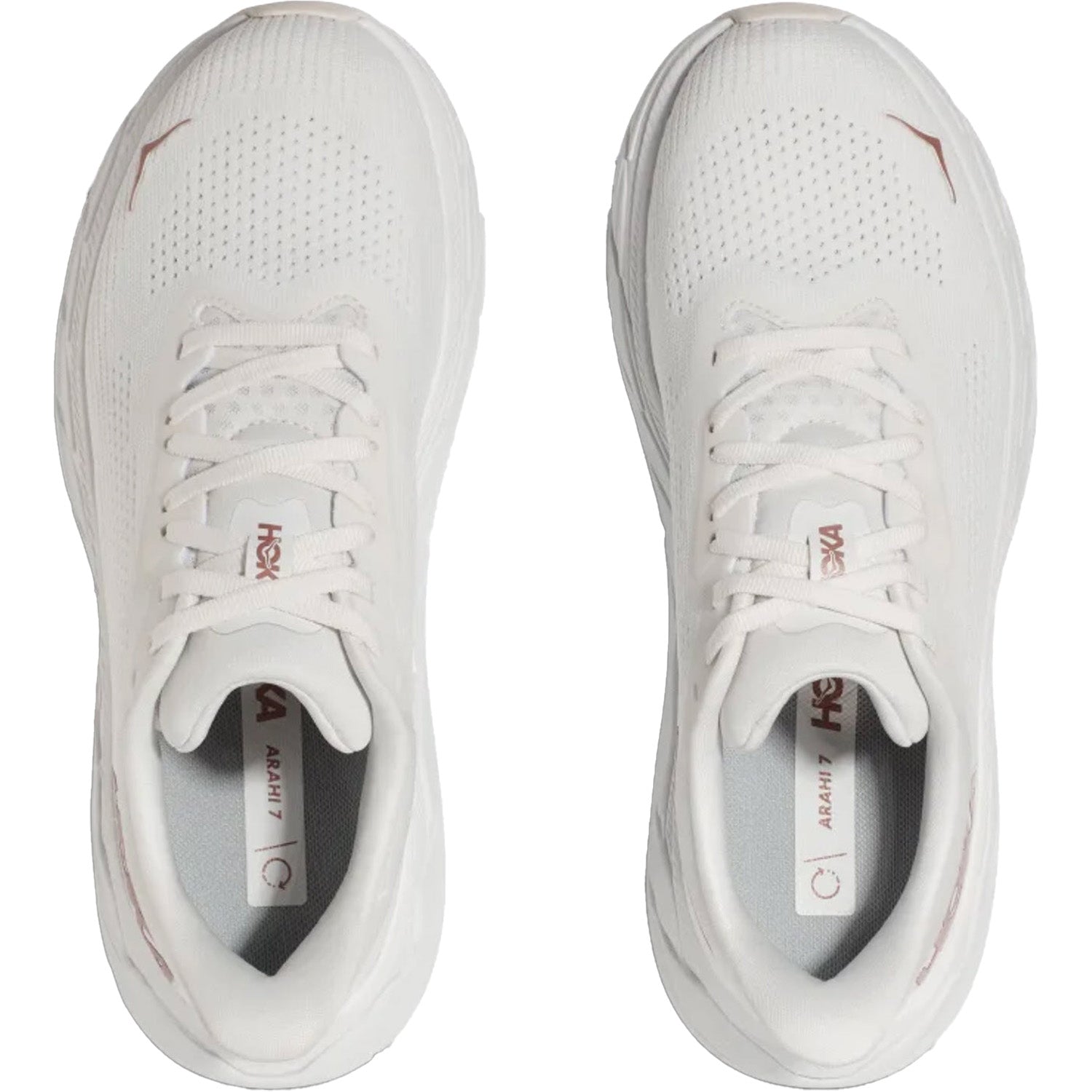 Womens Hoka one one Women's Hoka Arahi 7 Blanc De Blanc/Rose Gold Mesh Blanc De Blanc/Rose Gold Mesh