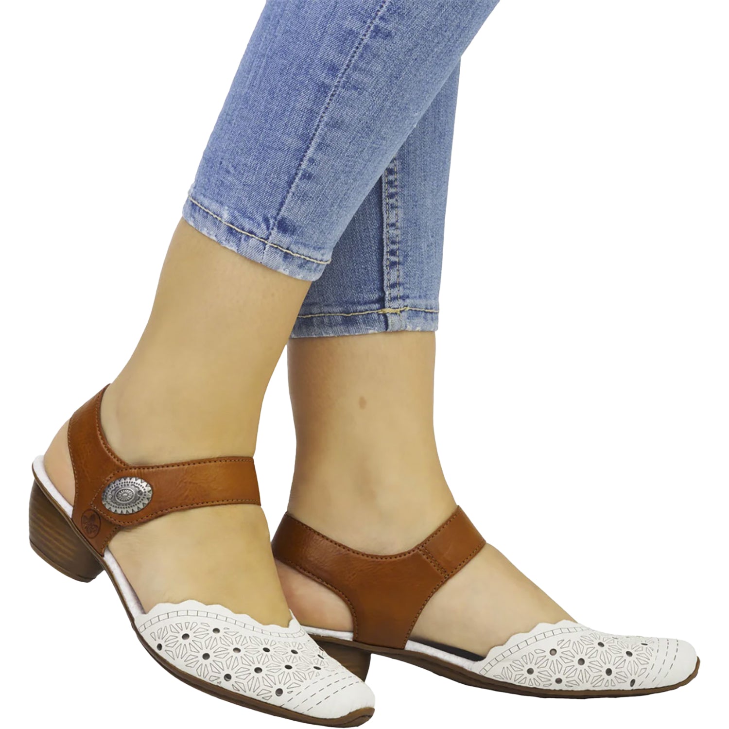 Womens Rieker Women's Rieker 43703-60 Mirjam Cream/Cayenne Leather Cream/Cayenne Leather