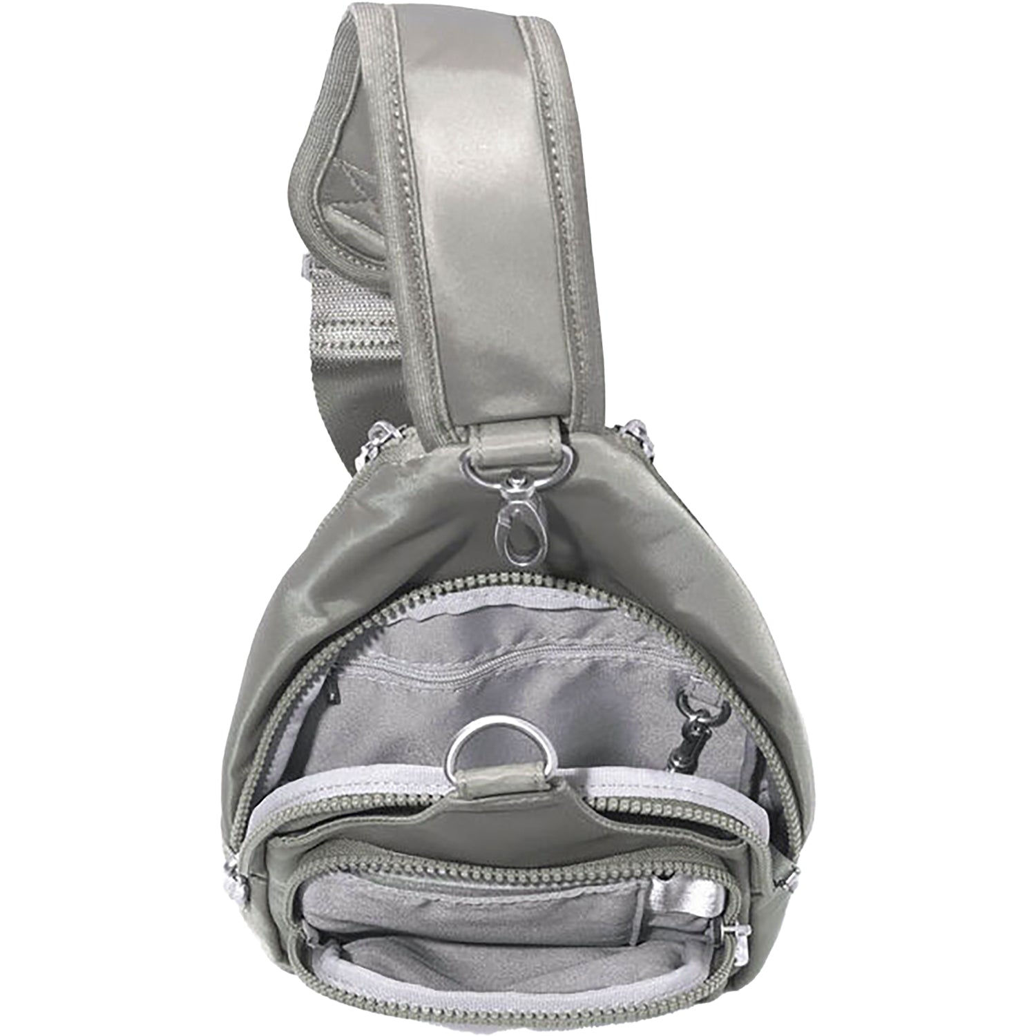 Womens Baggallini Baggallini Central Parl Sling Steel Grey Twill Nylon Steel Grey Twill Nylon