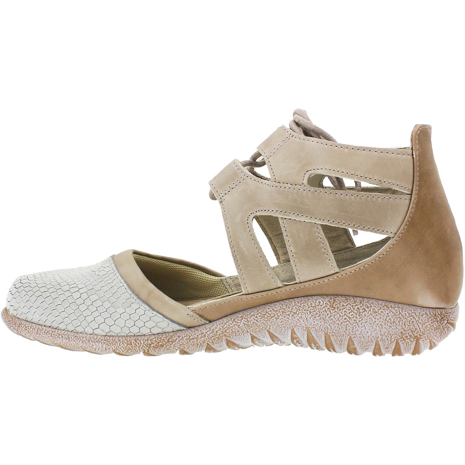 Womens Naot Women's Naot Kata Beige Iguana/Khaki Leather Beige Iguana/Khaki Leather