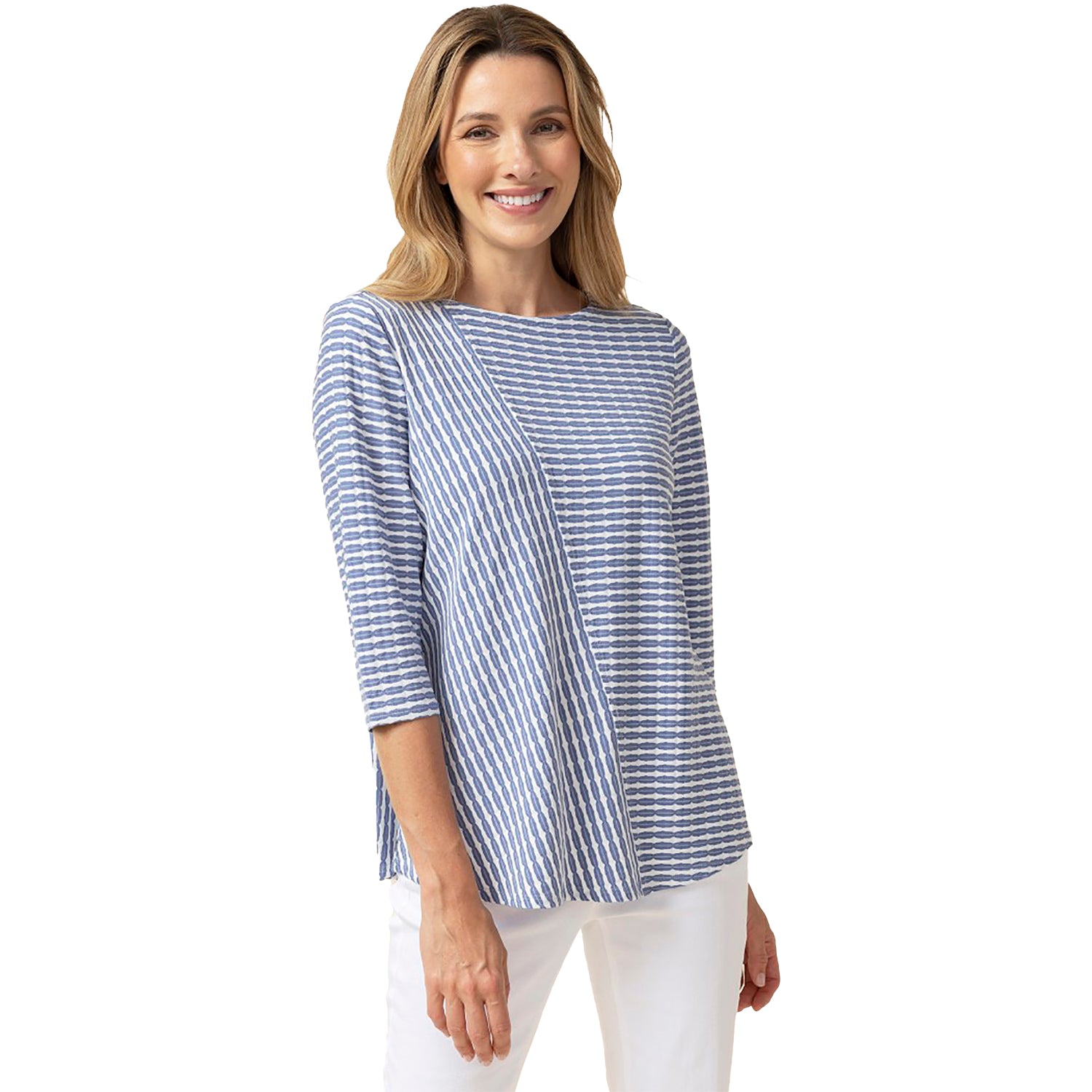 Womens Habitat Women's Habitat Uptown Stripe City Tee Rain Rain