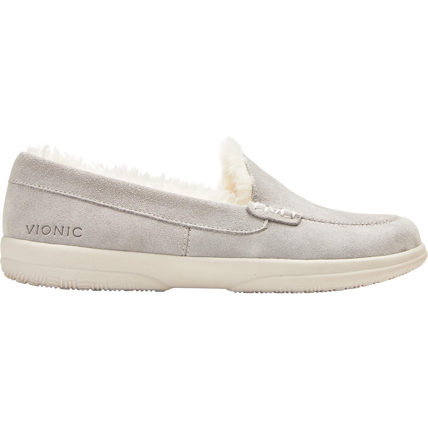 Womens Vionic Women's Vionic Lynez Slippers Light Grey Suede Light Grey Suede