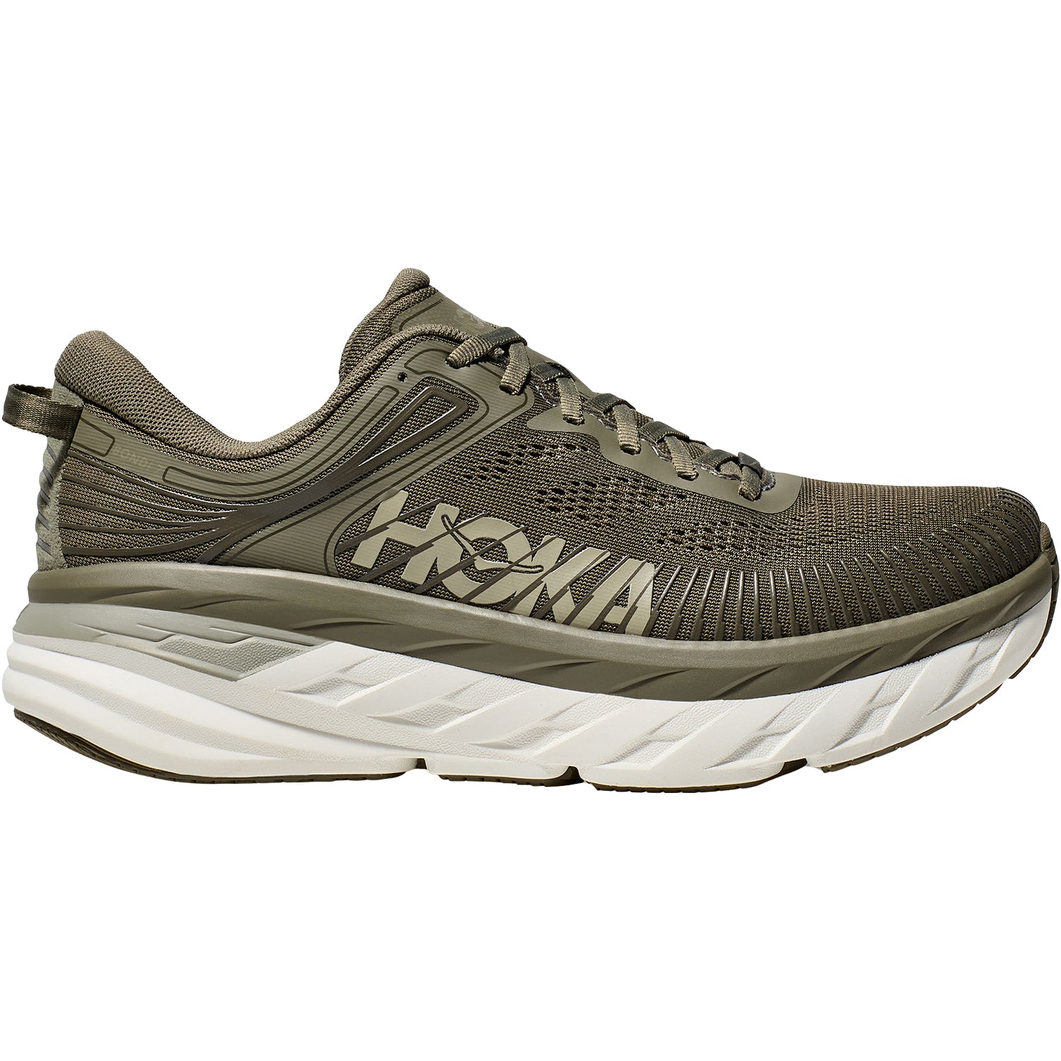 Mens Hoka one one Men's Hoka Bondi 7 Olive Haze/White Mesh Olive Haze/White Mesh