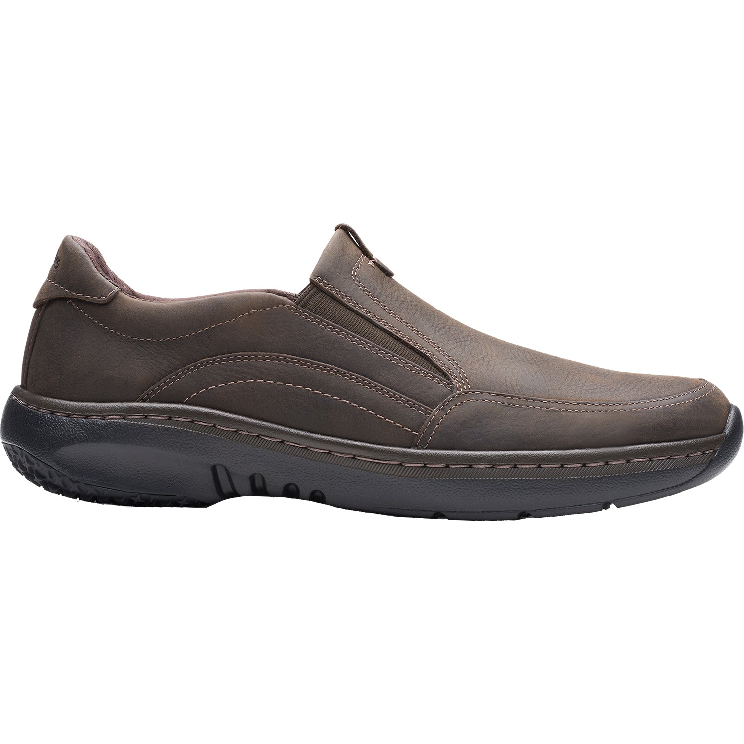 Mens Clarks Men's Clarks Pro Step Dark Brown Tumbled Leather Dark Brown Tumbled Leather