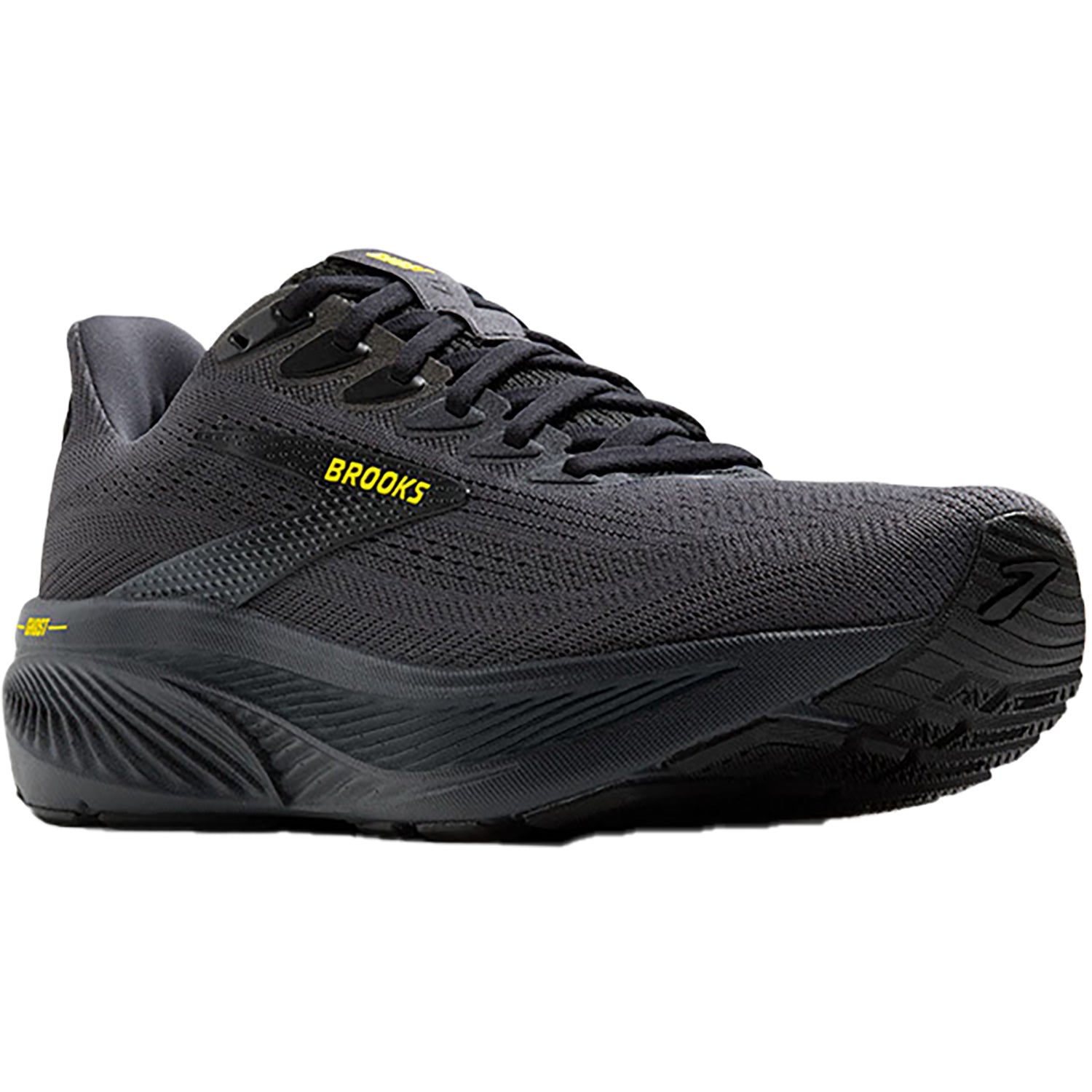 Mens Brooks Men's Brooks Ghost 17 Ebony/Black/Yellow Mesh Ebony/Black/Yellow Mesh