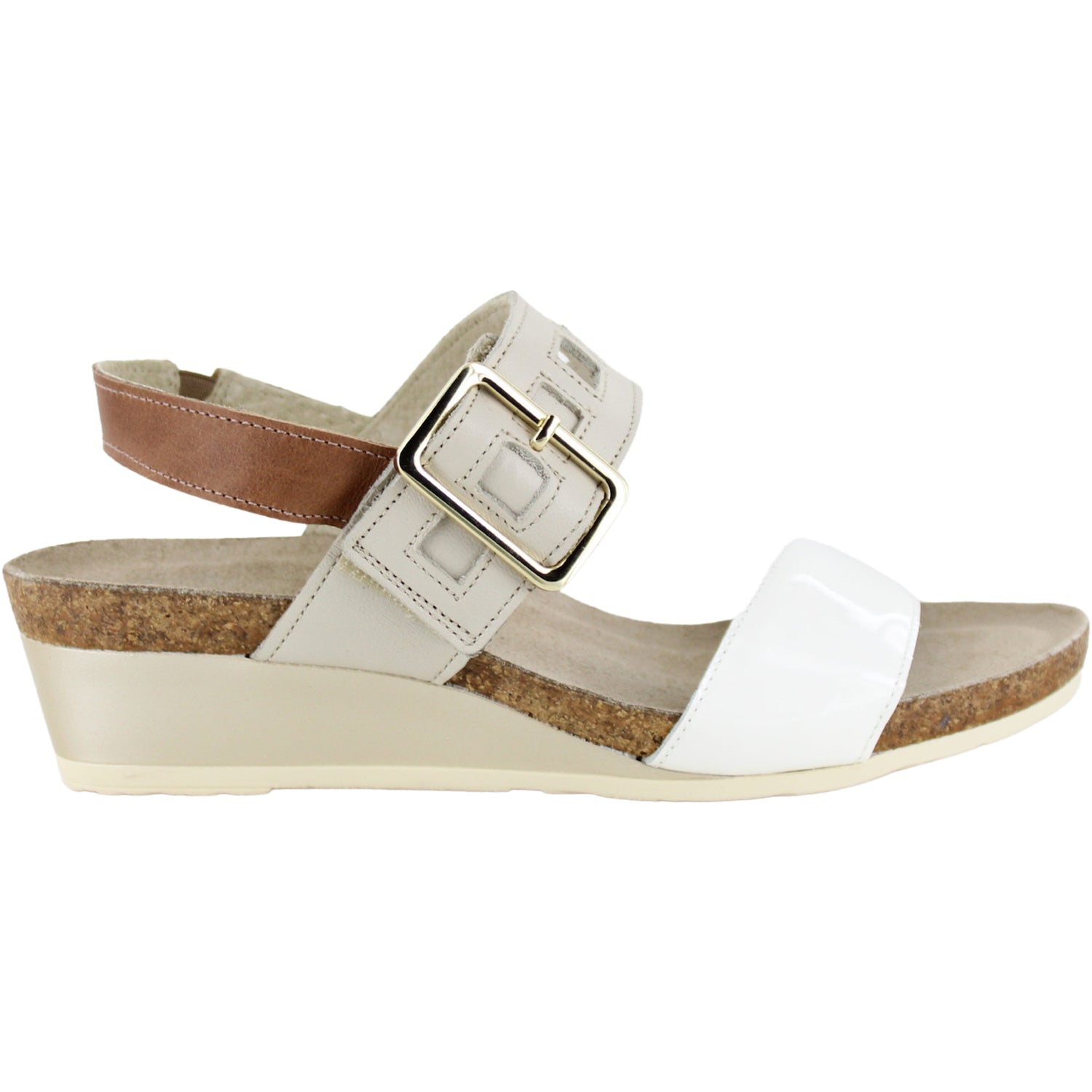 Womens Naot Women's Naot Dynasty Porcelain Pearl/Soft Ivory/Latte Leather Porcelain Pearl/Soft Ivory/Latte Leather