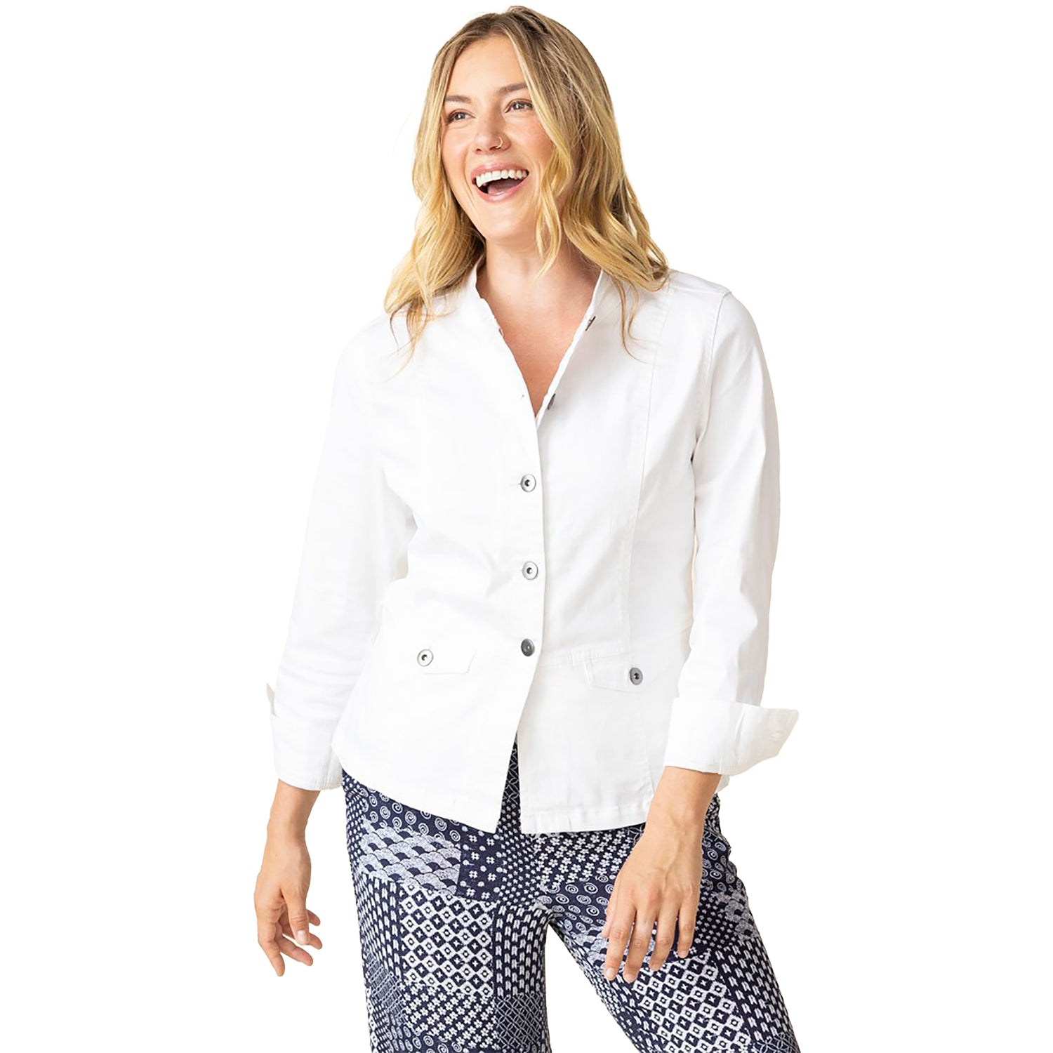 Womens Habitat Women's Habitat Stretch Denim Moto Jacket White White