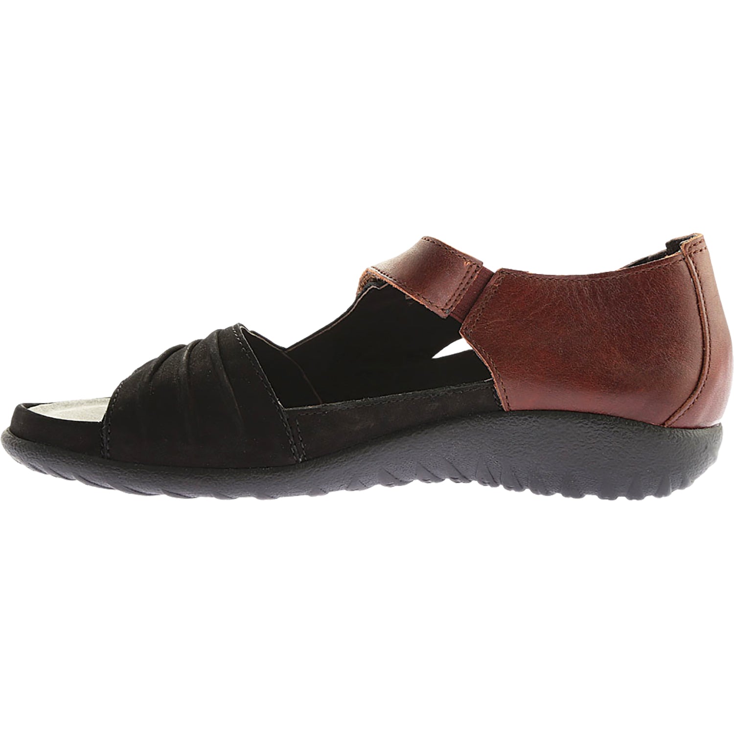 Womens Naot Women's Naot Papaki Black Velvet Nubuck/Cinnamon Leather Black Velvet Nubuck/Cinnamon Leather