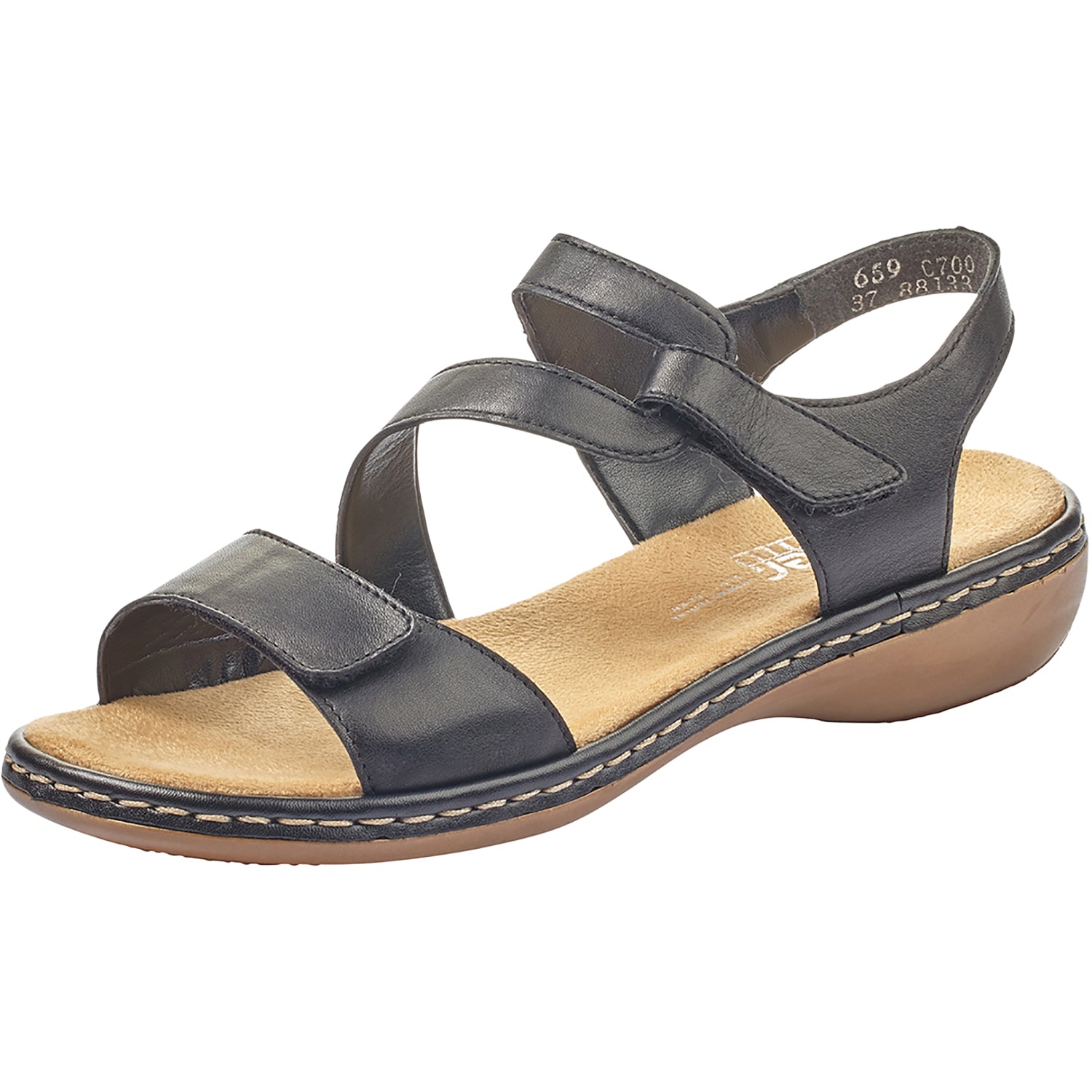 Womens Rieker Women's Rieker 659C7-00 Regina Black Leather Black Leather