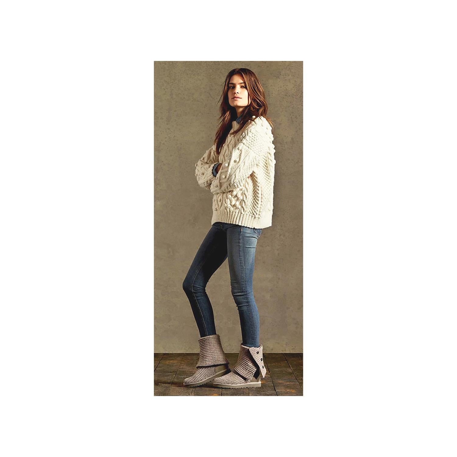 Womens Ugg Women's UGG Classic Cardy Grey Knit Fabric Grey Knit Fabric