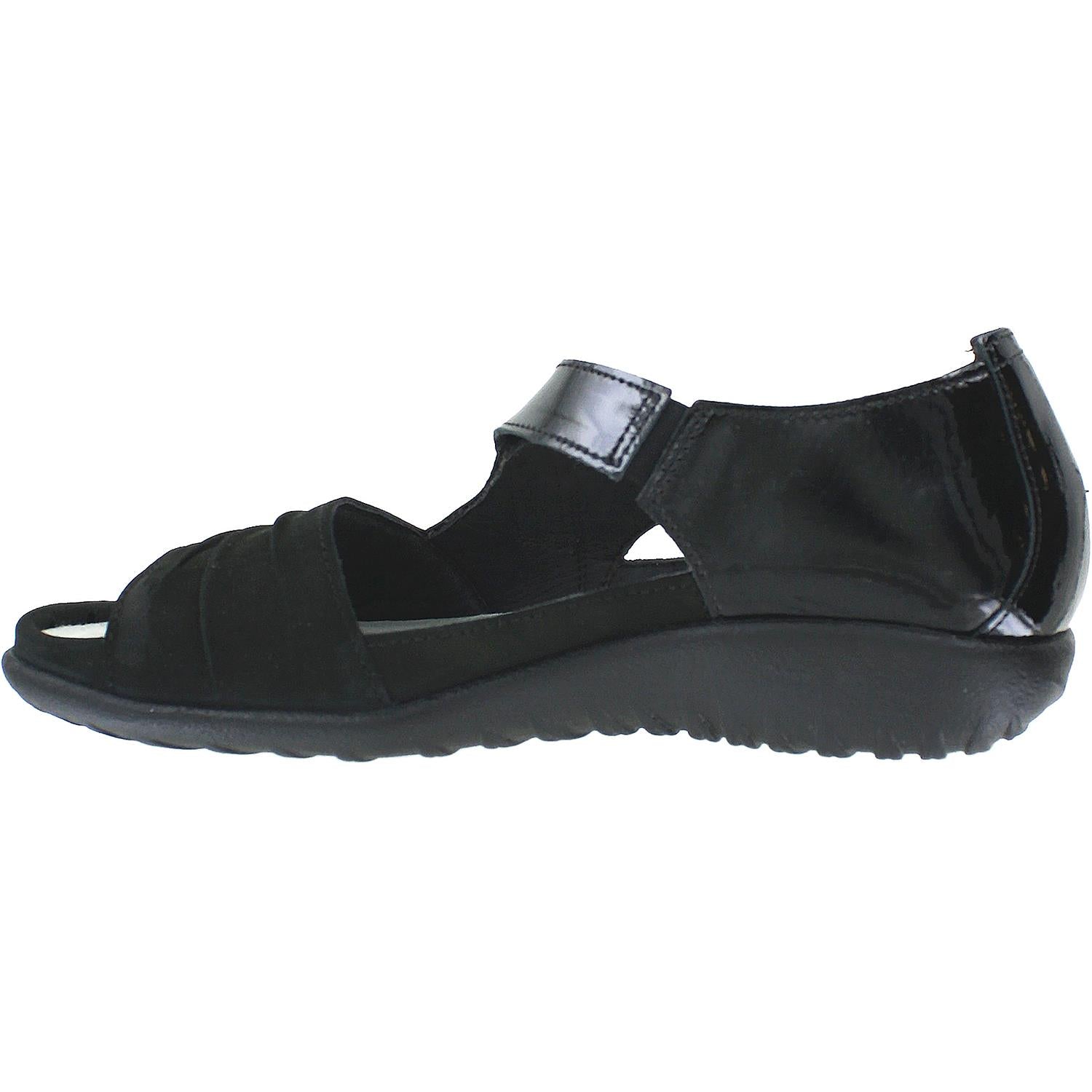 Womens Naot Women's Naot Papaki Black Patent/Black Velvet Leather Black Patent/Black Velvet Leather