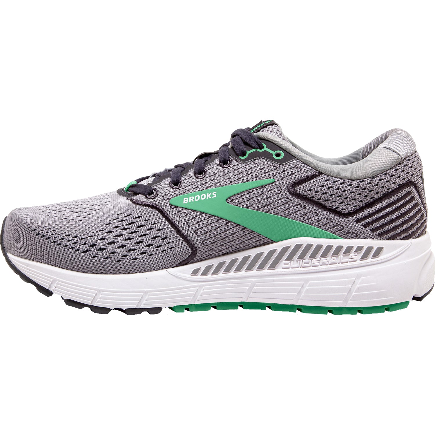 Womens Brooks Women's Brooks Ariel 20 Alloy/Blackened Pearl/Green Mesh Alloy/Blackened Pearl/Green Mesh