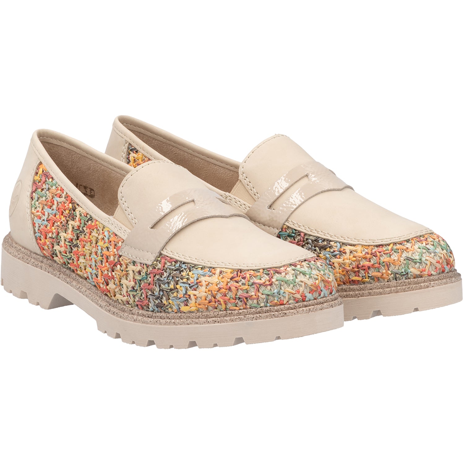 Womens Rieker Women's Rieker 45562-90 Gitta 62 Perle Vegan Patent/Multi Woven Perle Vegan/Patent Multi Woven