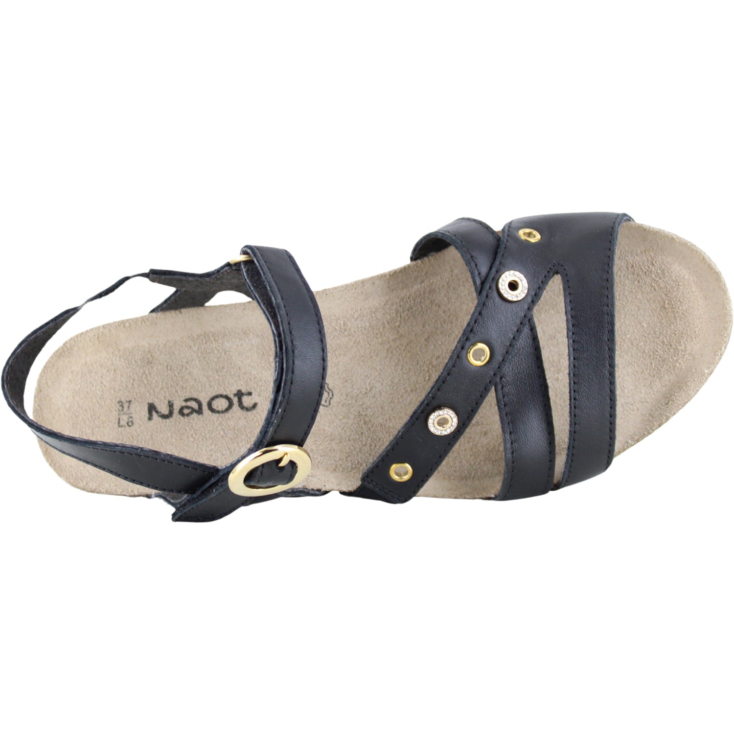 Womens Naot Women's Naot Sparkle Jet Black Leather Jet Black