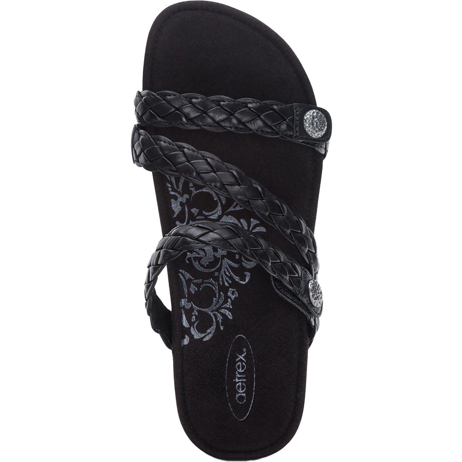 Womens Aetrex Women's Aetrex Josie Black Braided Leather Black
