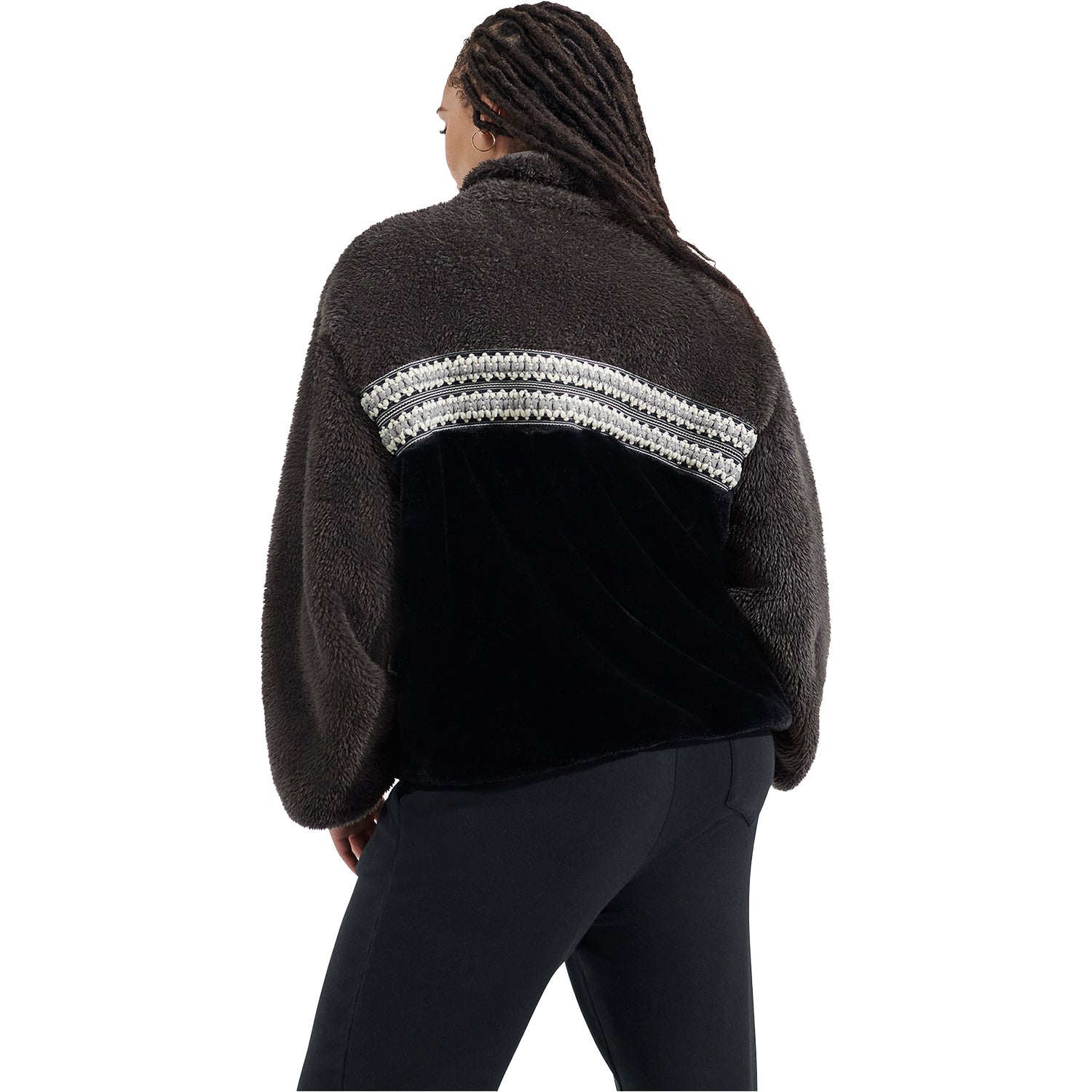 Womens Ugg Women's UGG Marlene Sherpa Jacket Heritage Braid II Black Black
