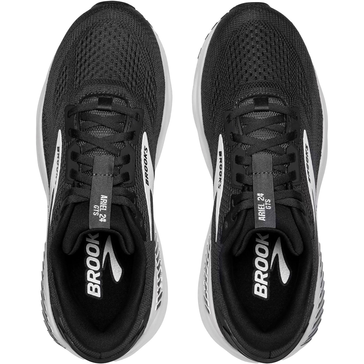 Womens Brooks Women's Brooks Ariel GTS 24 Ebony/Black/White Mesh Ebony/Black/White