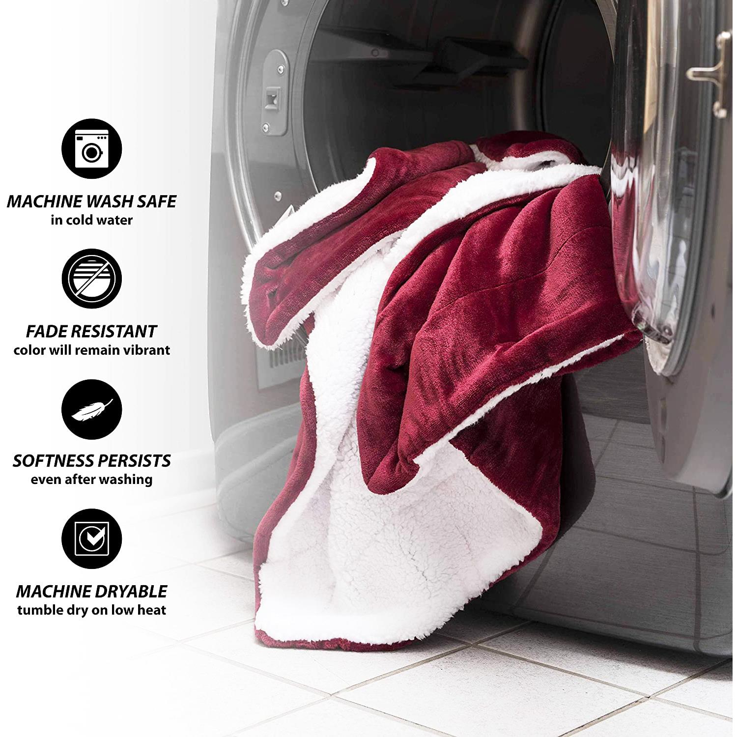 Unisex Genteele blankets Unisex Genteele Blankets Sherpa Throw Blanket Burgundy Burgundy