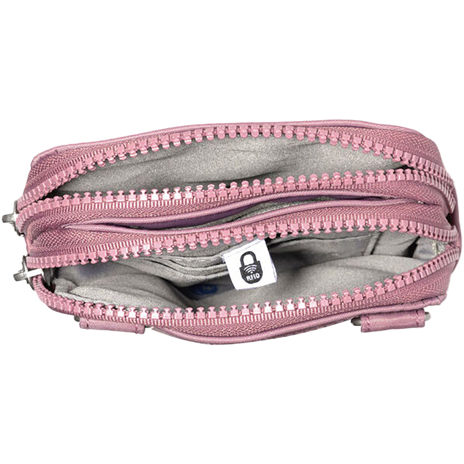 Womens Baggallini Baggallini Modern Take Two RFID Crossbody Mauve Twill Nylon Mauve Twill Nylon