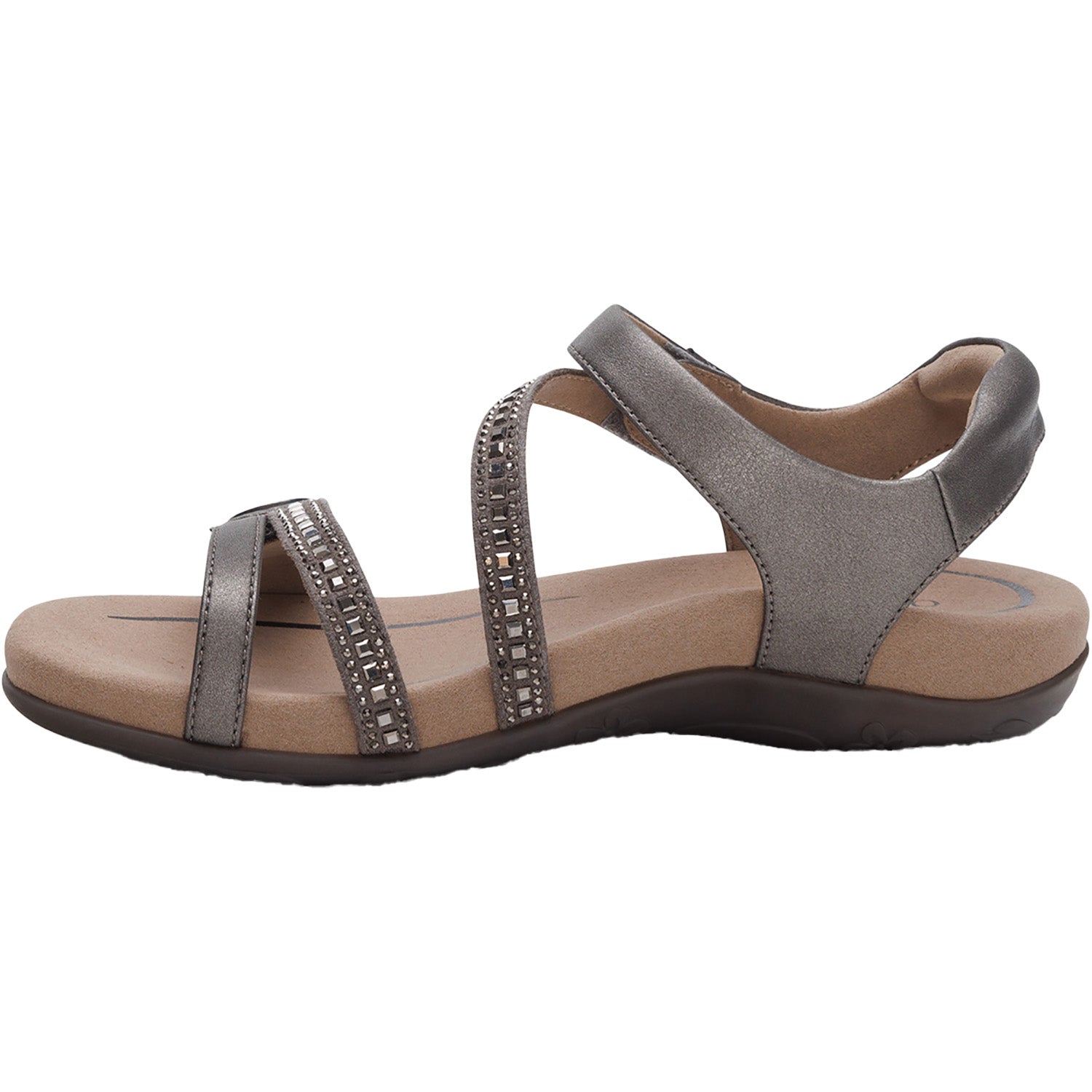 Womens Aetrex Women's Aetrex Jess Jeweled Pewter Sparkle Jeweled Pewter Sparkle