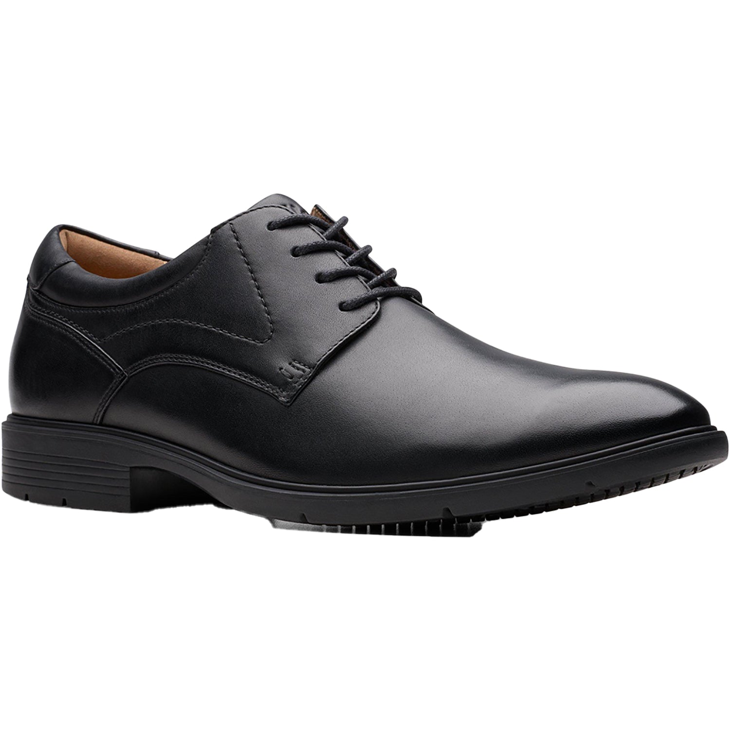 Mens Clarks Men's Clarks Eldredge Plain Black Leather Black Leather