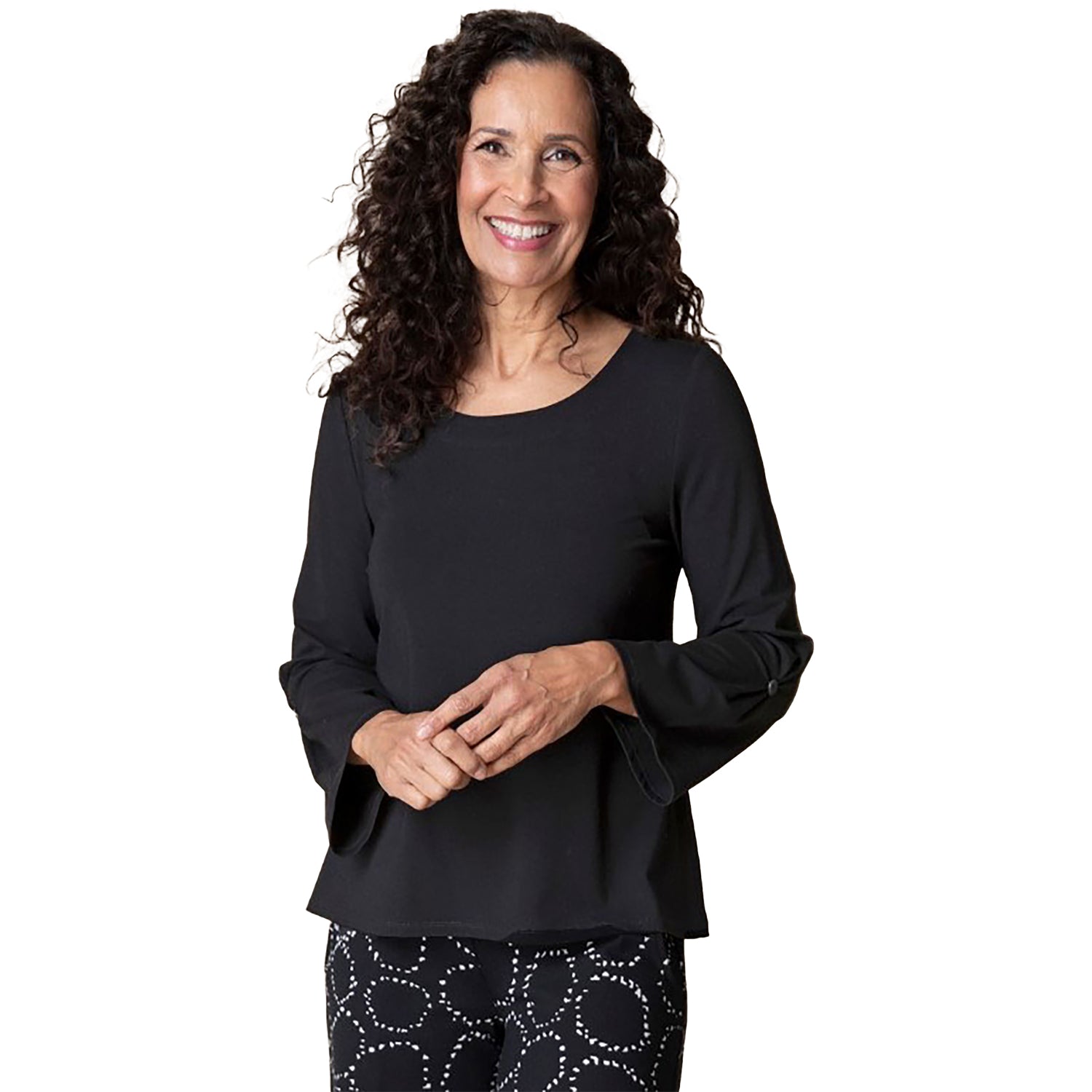 Womens Habitat Women's Habitat Pleated Sleeve Tee Black Black